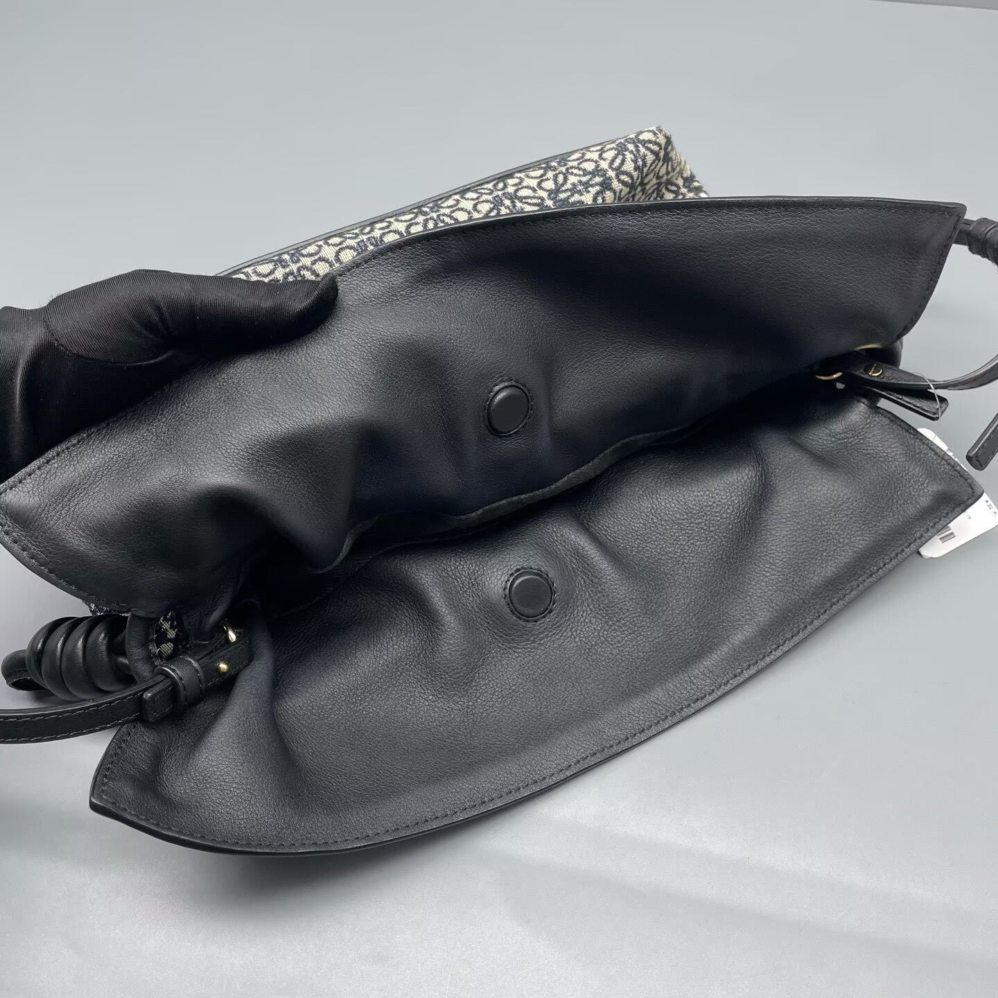 Loewe - Anagram Jacquard Soft Shoulder Bag - Jacquard canvas and leather - Black and Beige - (medium)