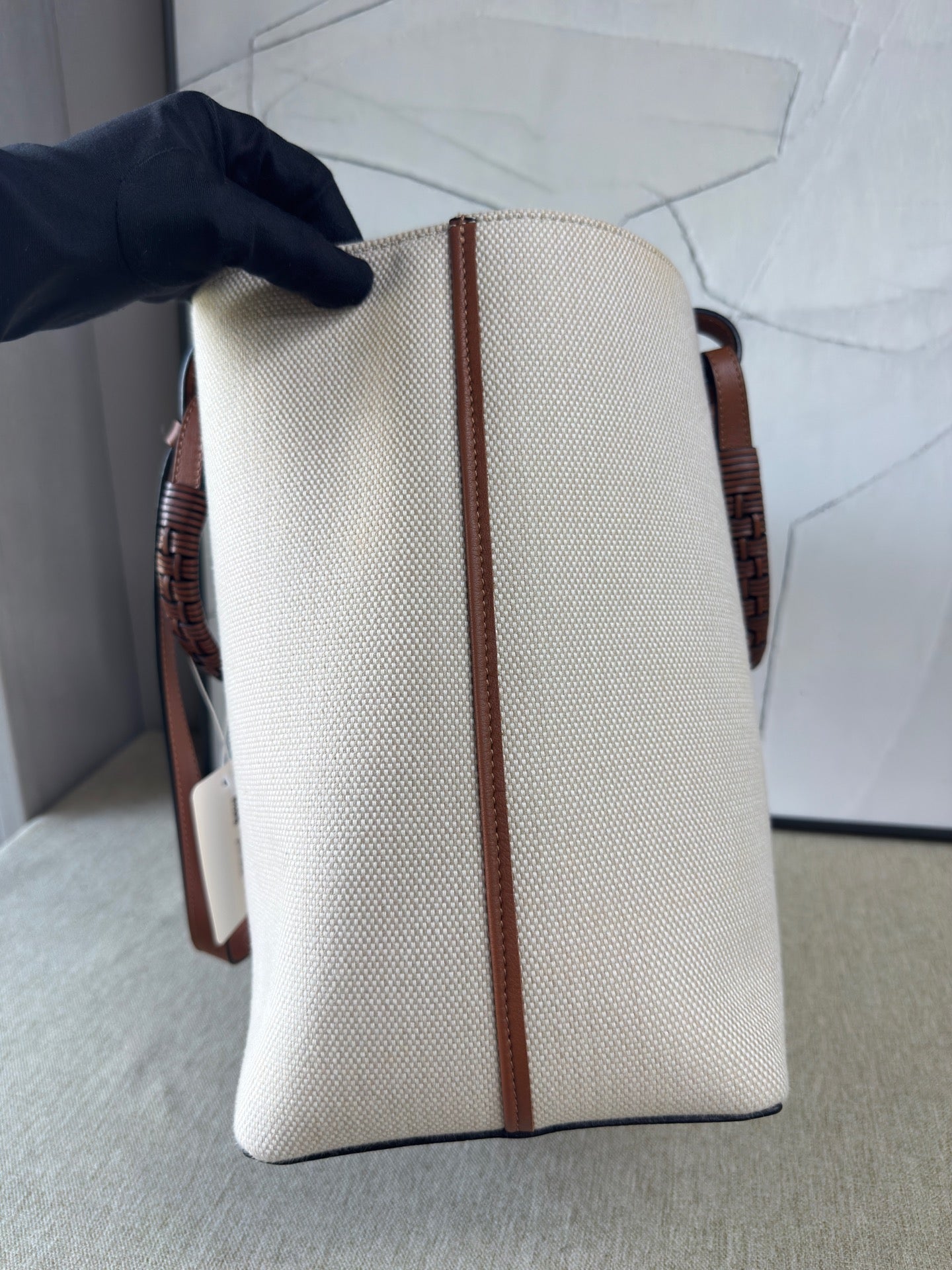 Loewe - Anagram Tote Bag - Canvas with calfskin leather trim - Beige with Brown accents - (large)