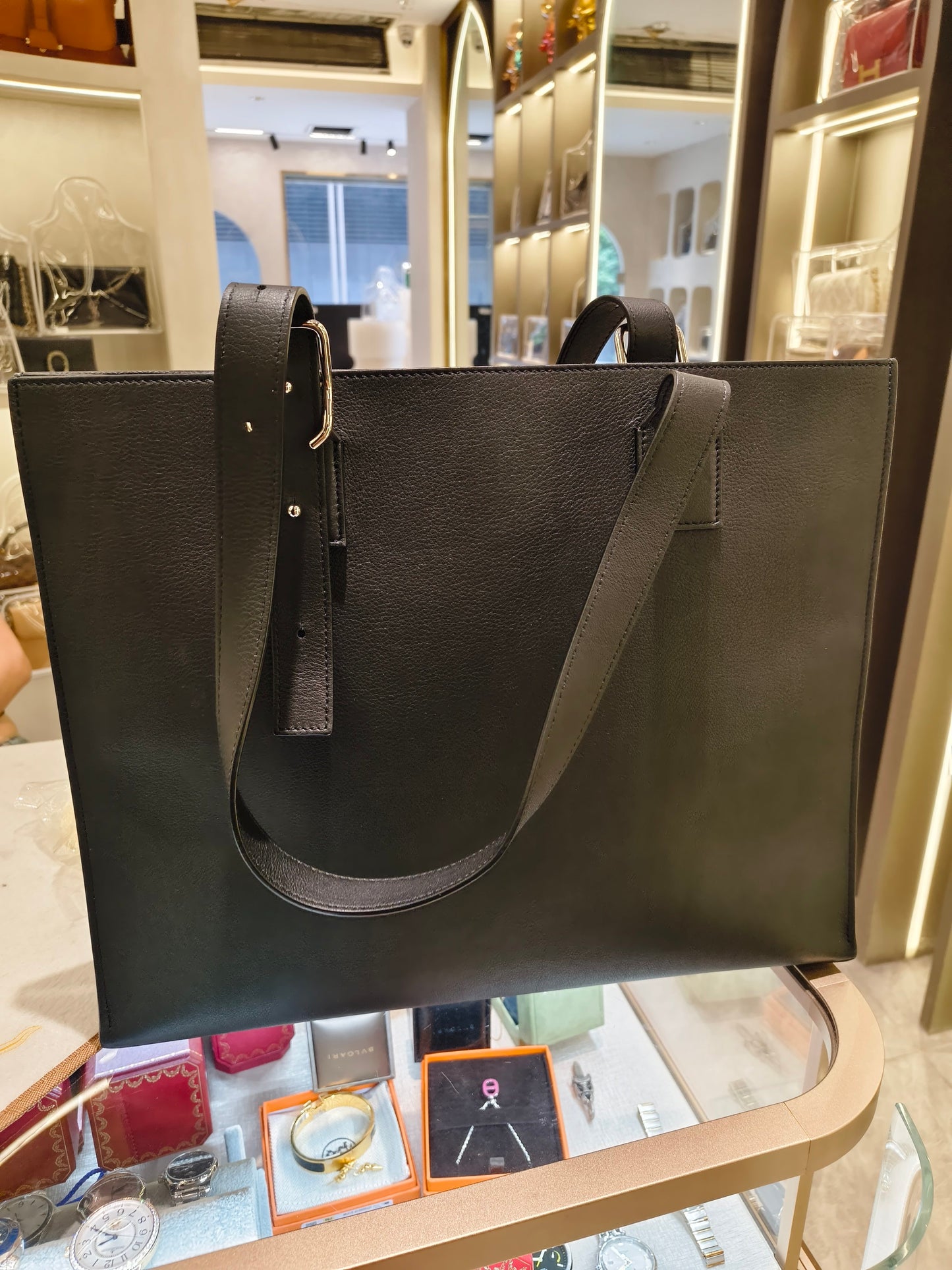 Loewe - Asymmetric Tote Bag - Leather - Black