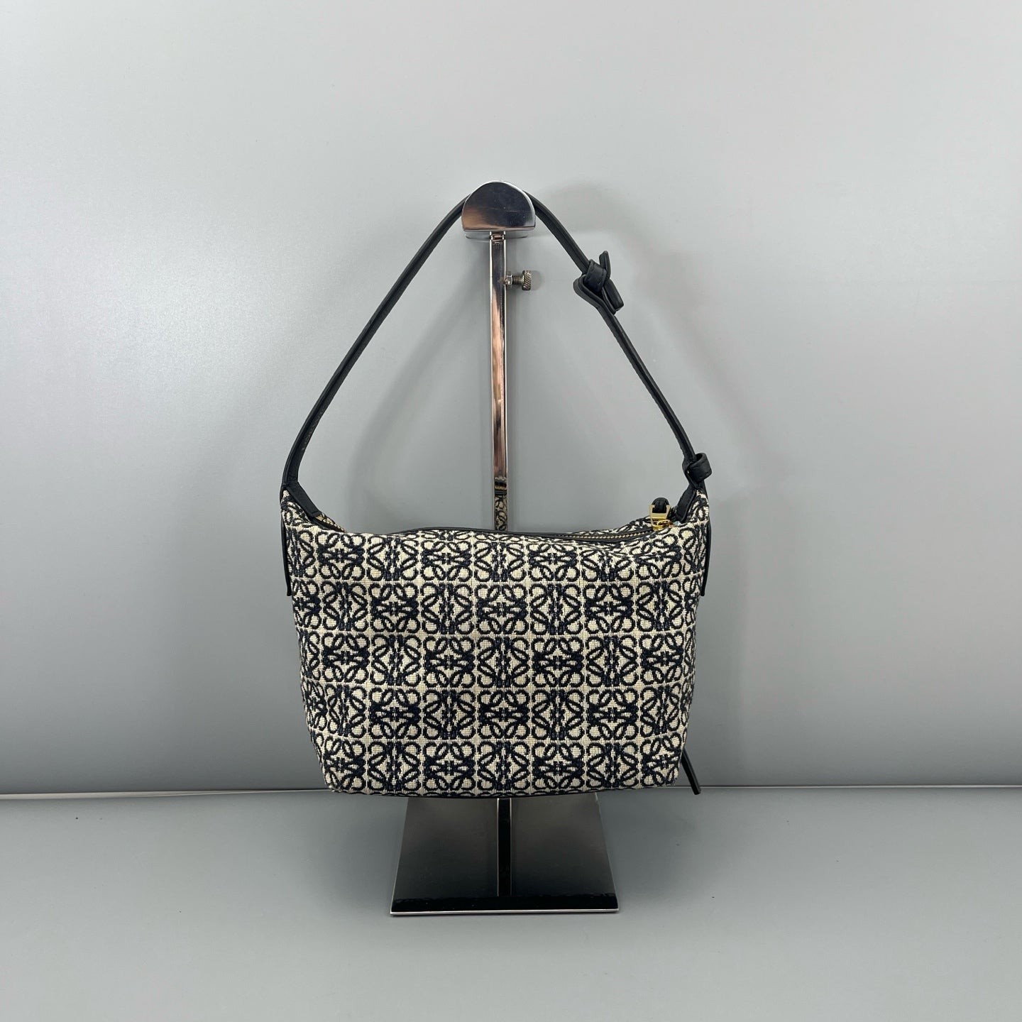 Loewe - Bento Bag - Jacquard canvas with leather trim - Black and cream with gold-tone hardware - (small)