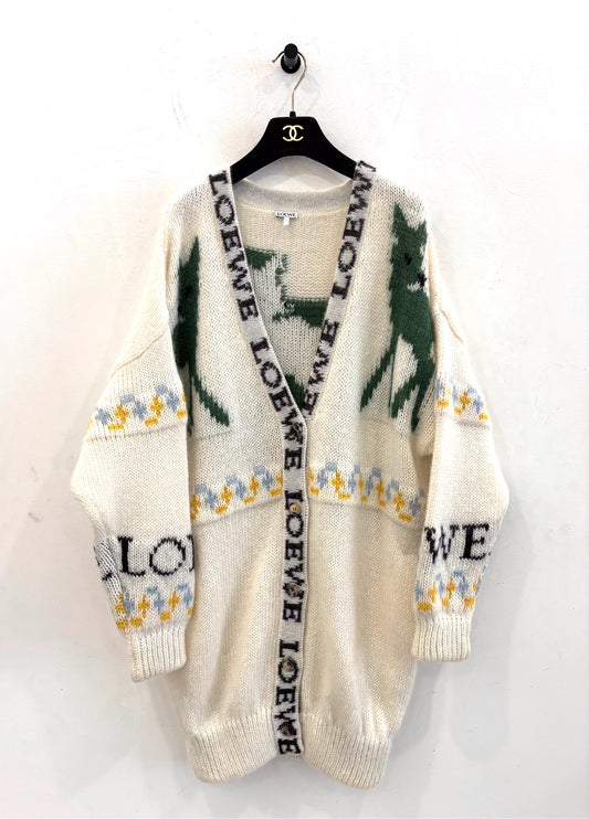 Loewe - Deer Letter Logo Mohair Knit Cardigan - Mohair blend - White - (XS)