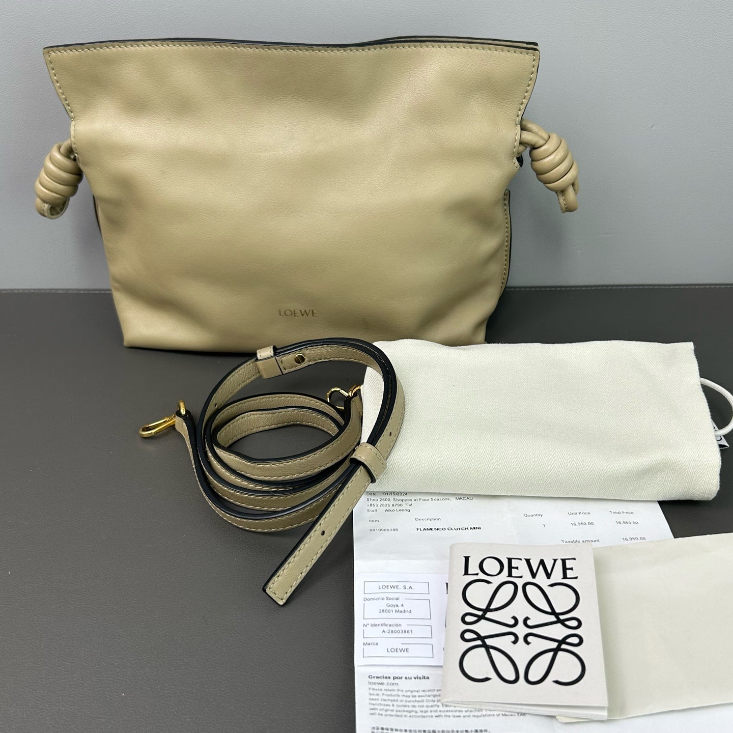 Loewe - Flamenco Clutch - Leather - Beige - (mini)