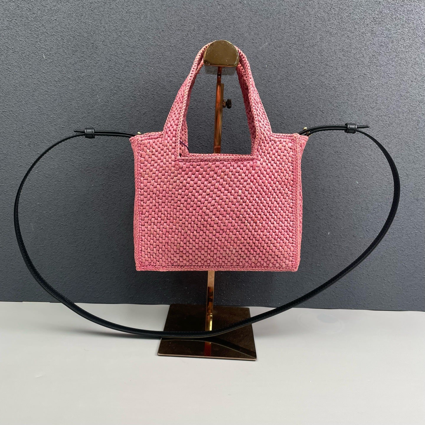 Loewe - Font Tote Mini - Raffia with leather trim - Pink - (mini)