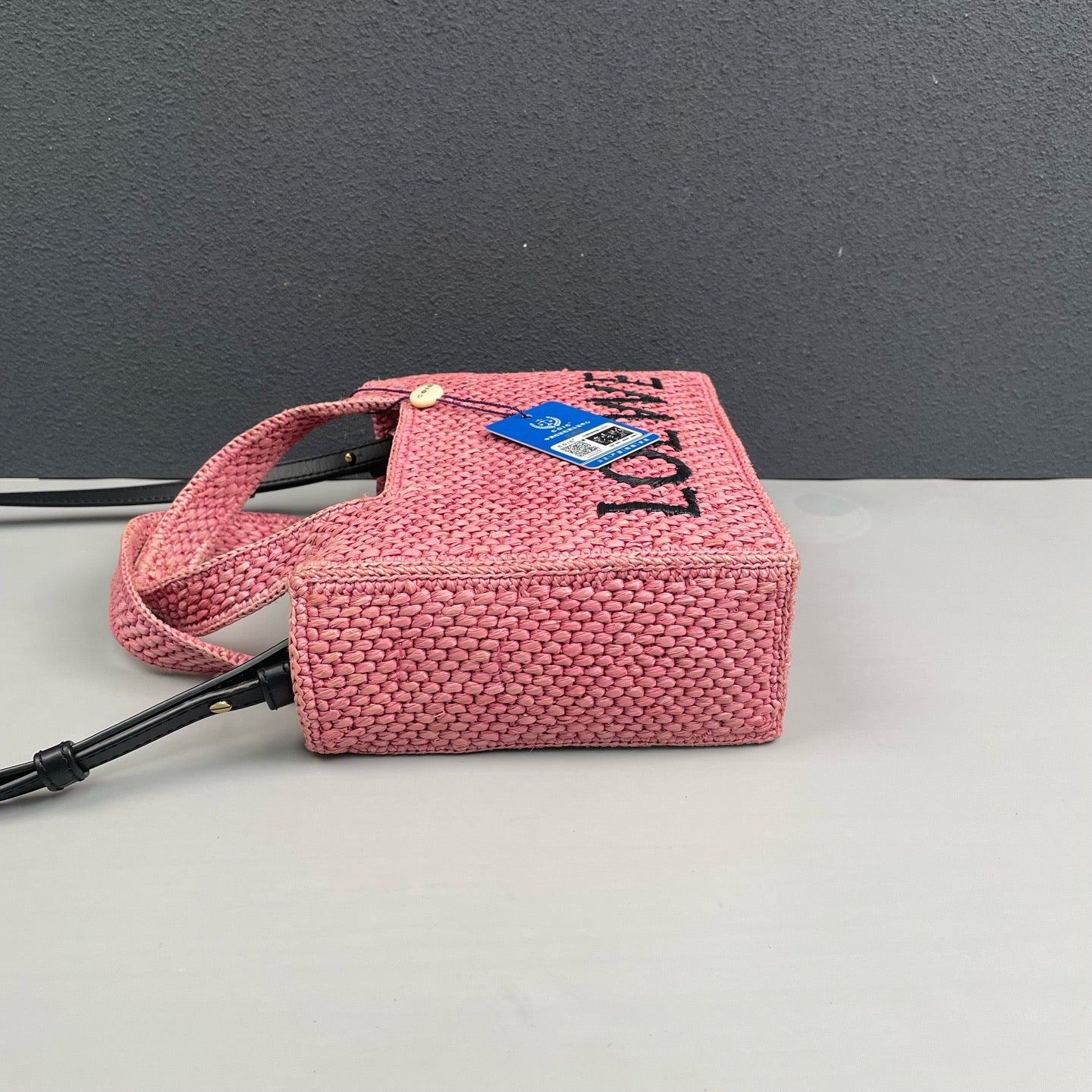 Loewe - Font Tote Mini - Raffia with leather trim - Pink - (mini)