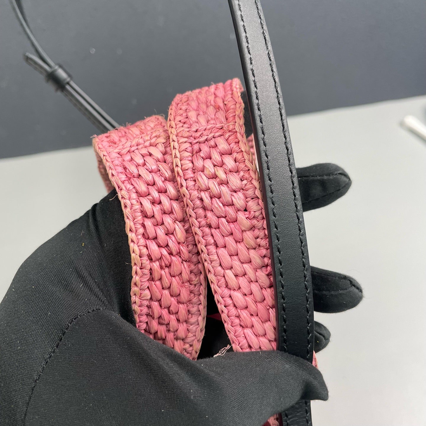 Loewe - Font Tote Mini - Raffia with leather trim - Pink - (mini)