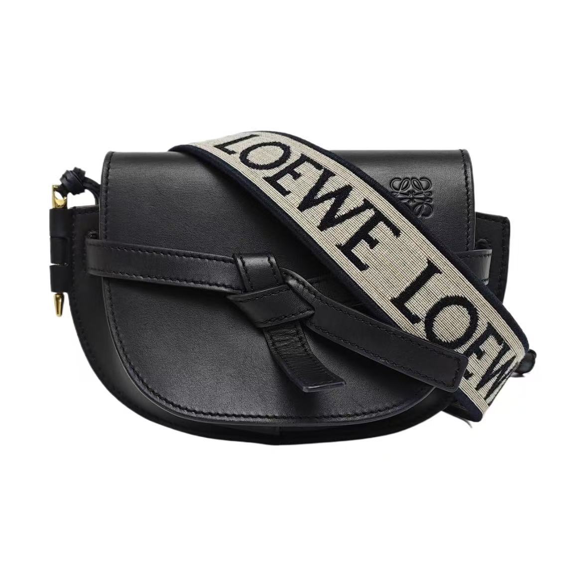LOEWE - Gate Mini - Cowhide leather - Black with Gold-Tone Hardware - (mini)