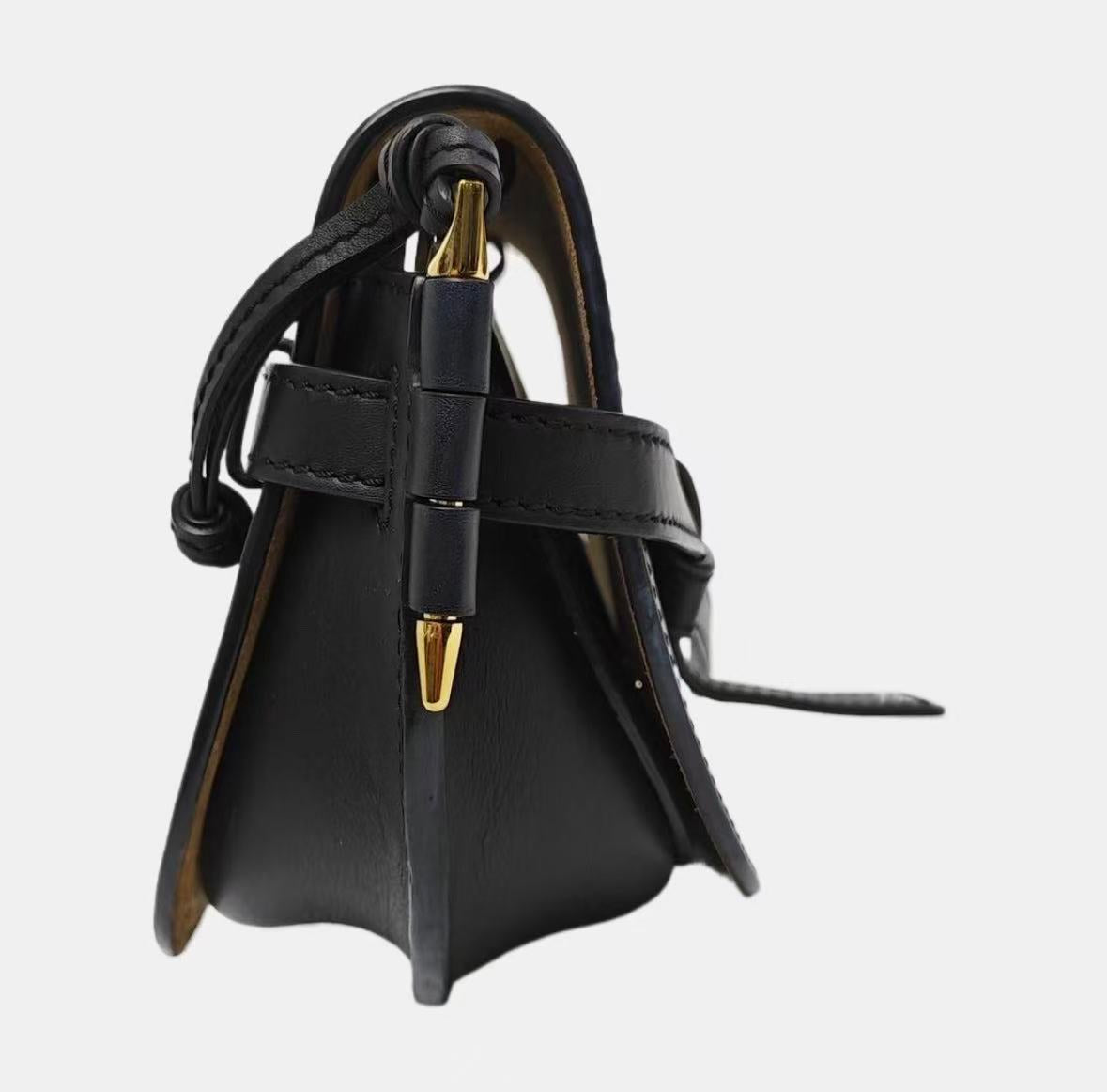 LOEWE - Gate Mini - Cowhide leather - Black with Gold-Tone Hardware - (mini)