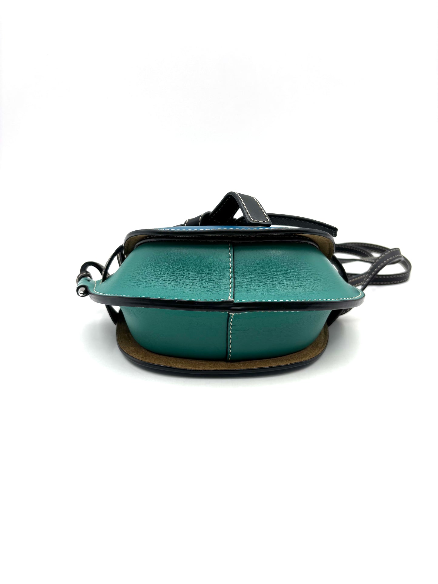 Loewe - Gate Mini Saddle Bag - Soft calfskin leather - Blue and Green Bicolour with Black Accents - (mini)