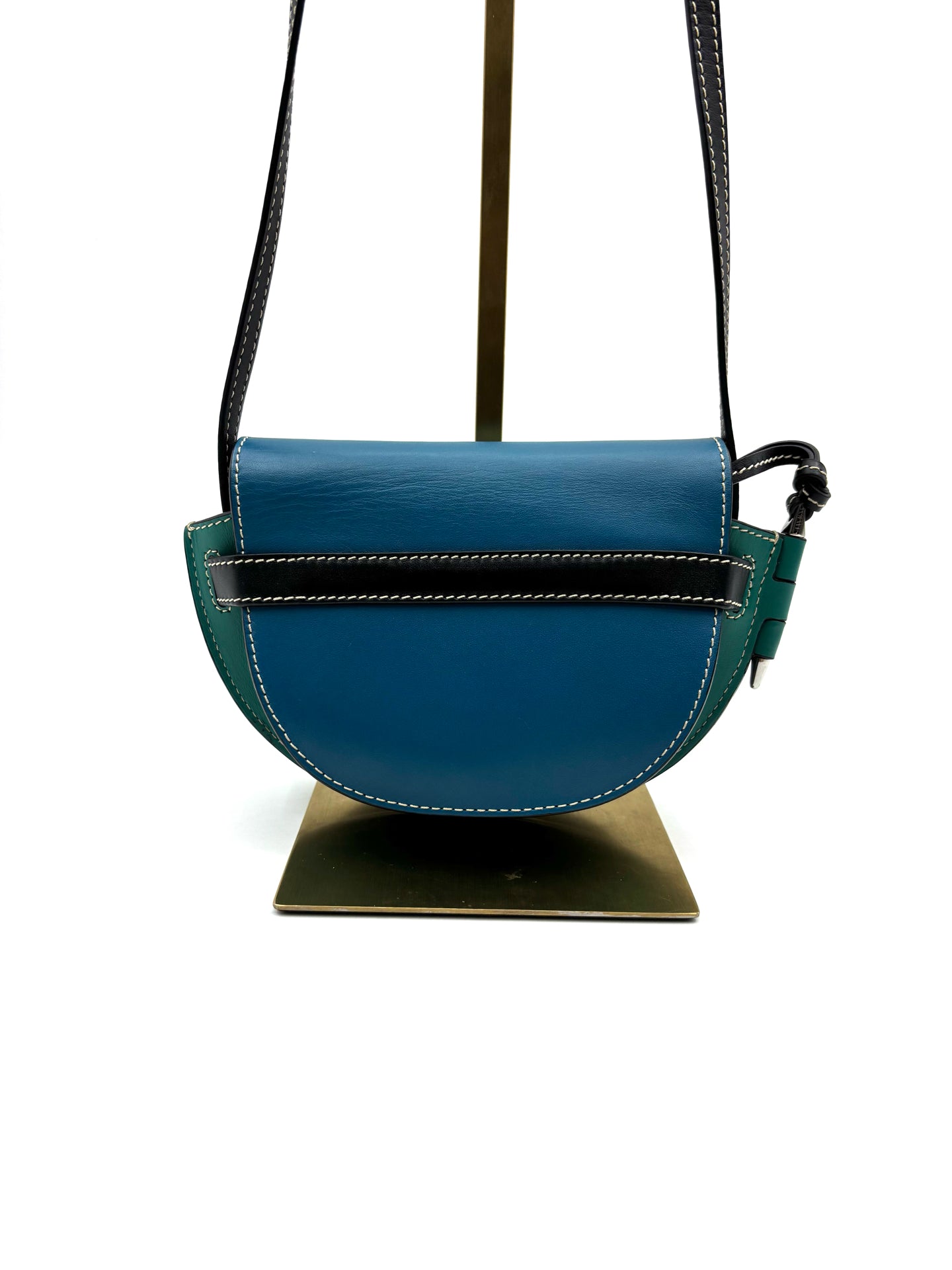 Loewe - Gate Mini Saddle Bag - Soft calfskin leather - Blue and Green Bicolour with Black Accents - (mini)