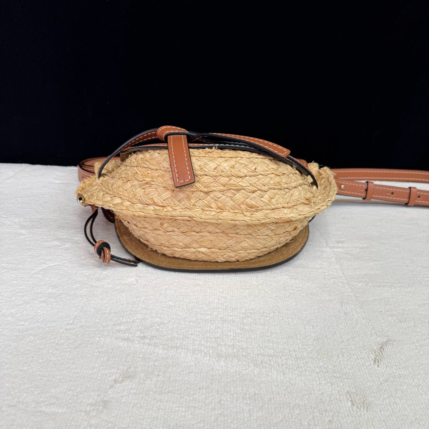Loewe - Gate Saddle Bag - Calfskin leather and woven straw - Brown - (Small)