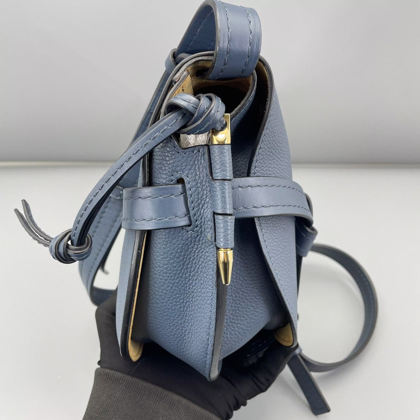 Loewe - Gate Saddle Bag - Grained leather - Blue - (Medium)