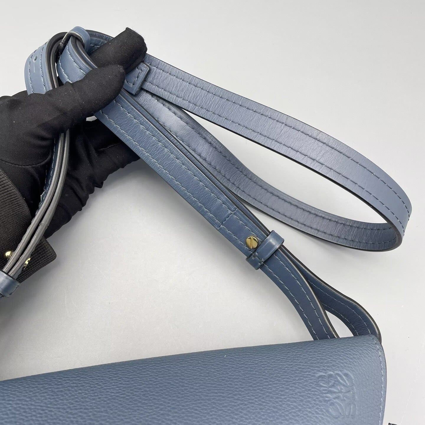 Loewe - Gate Saddle Bag - Grained leather - Blue - (Medium)