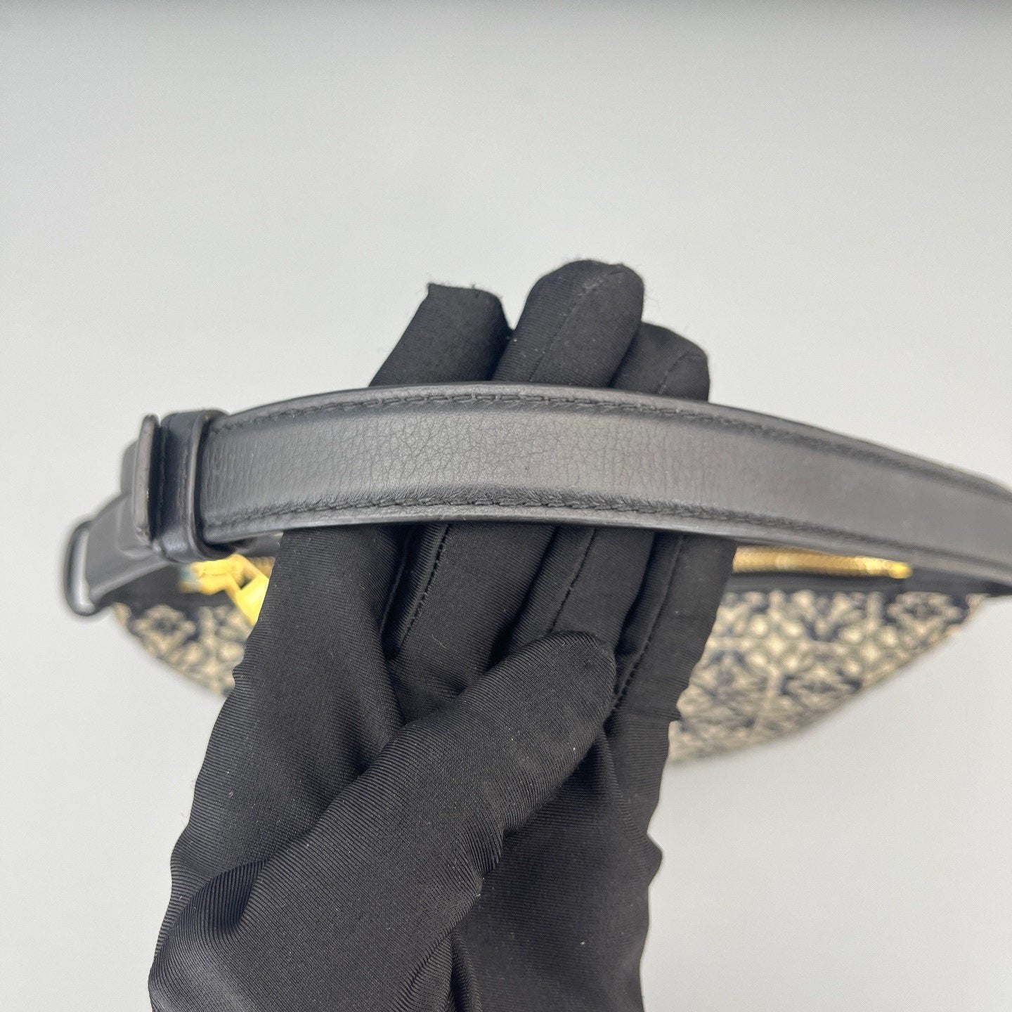 Loewe - Lunch Box Bag - Jacquard canvas with leather trim - Beige and Dark Blue with Black Leather - (small)