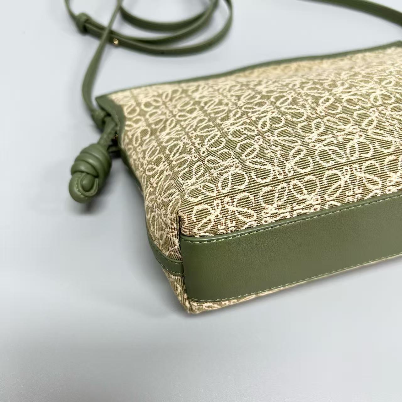 LOEWE - Mini Pouch Bag - Jacquard canvas with leather trim - Green with Beige Monogram - (mini)
