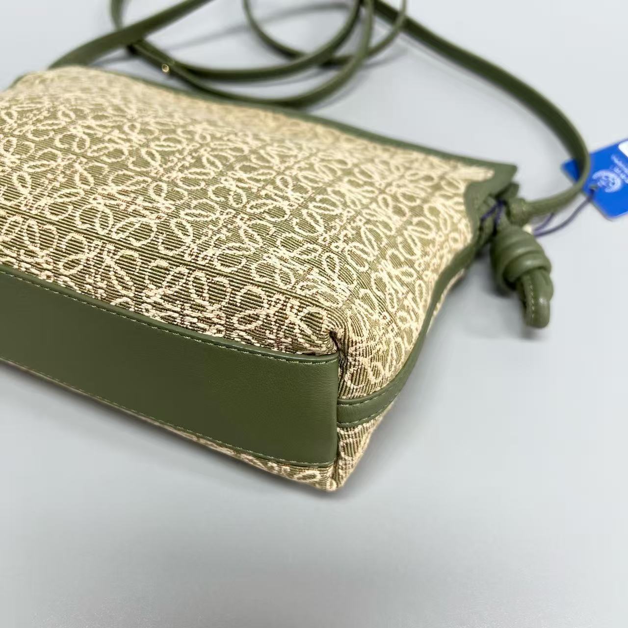 LOEWE - Mini Pouch Bag - Jacquard canvas with leather trim - Green with Beige Monogram - (mini)