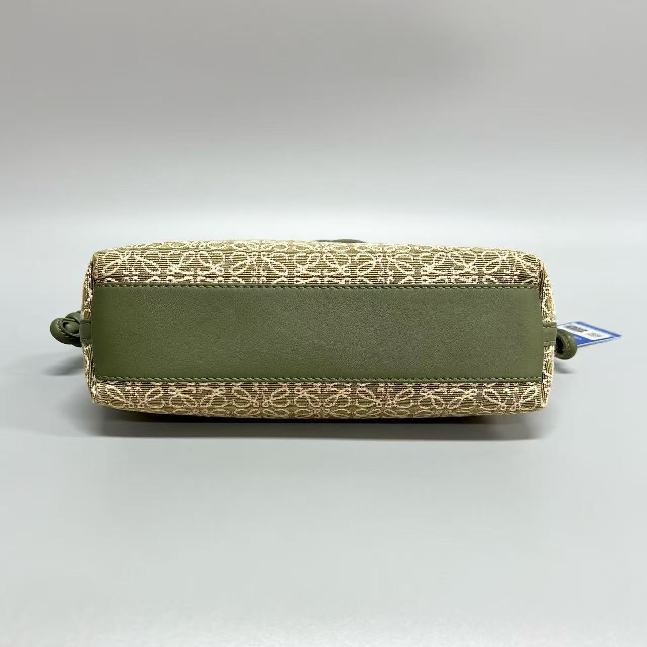 LOEWE - Mini Pouch Bag - Jacquard canvas with leather trim - Green with Beige Monogram - (mini)