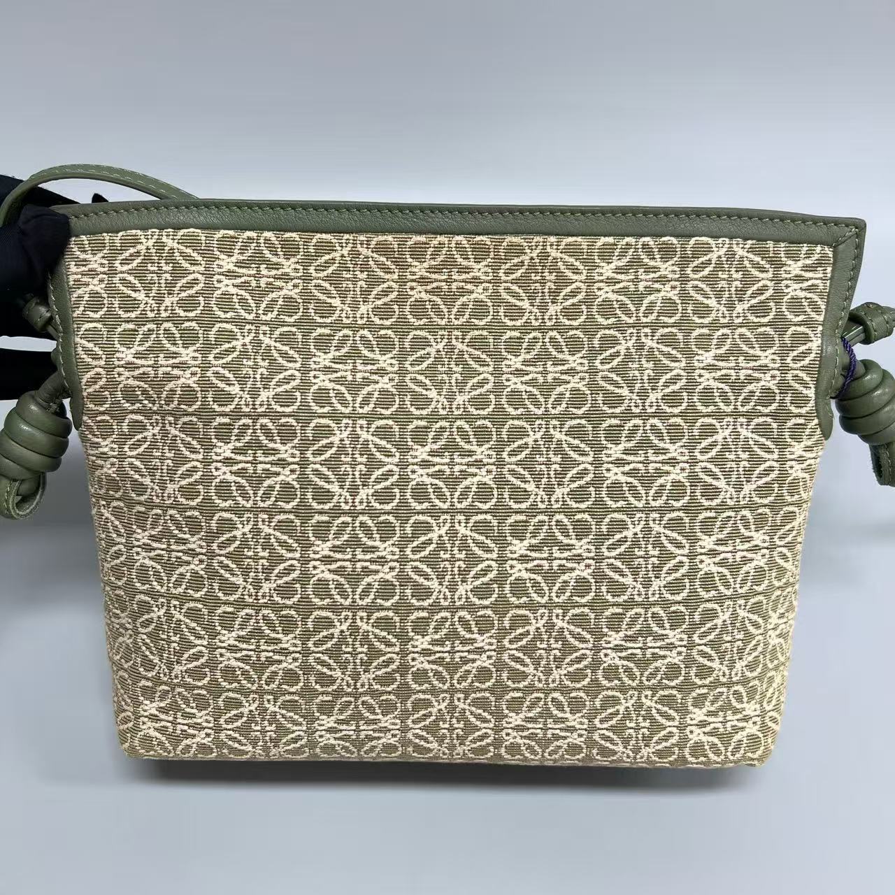 LOEWE - Mini Pouch Bag - Jacquard canvas with leather trim - Green with Beige Monogram - (mini)