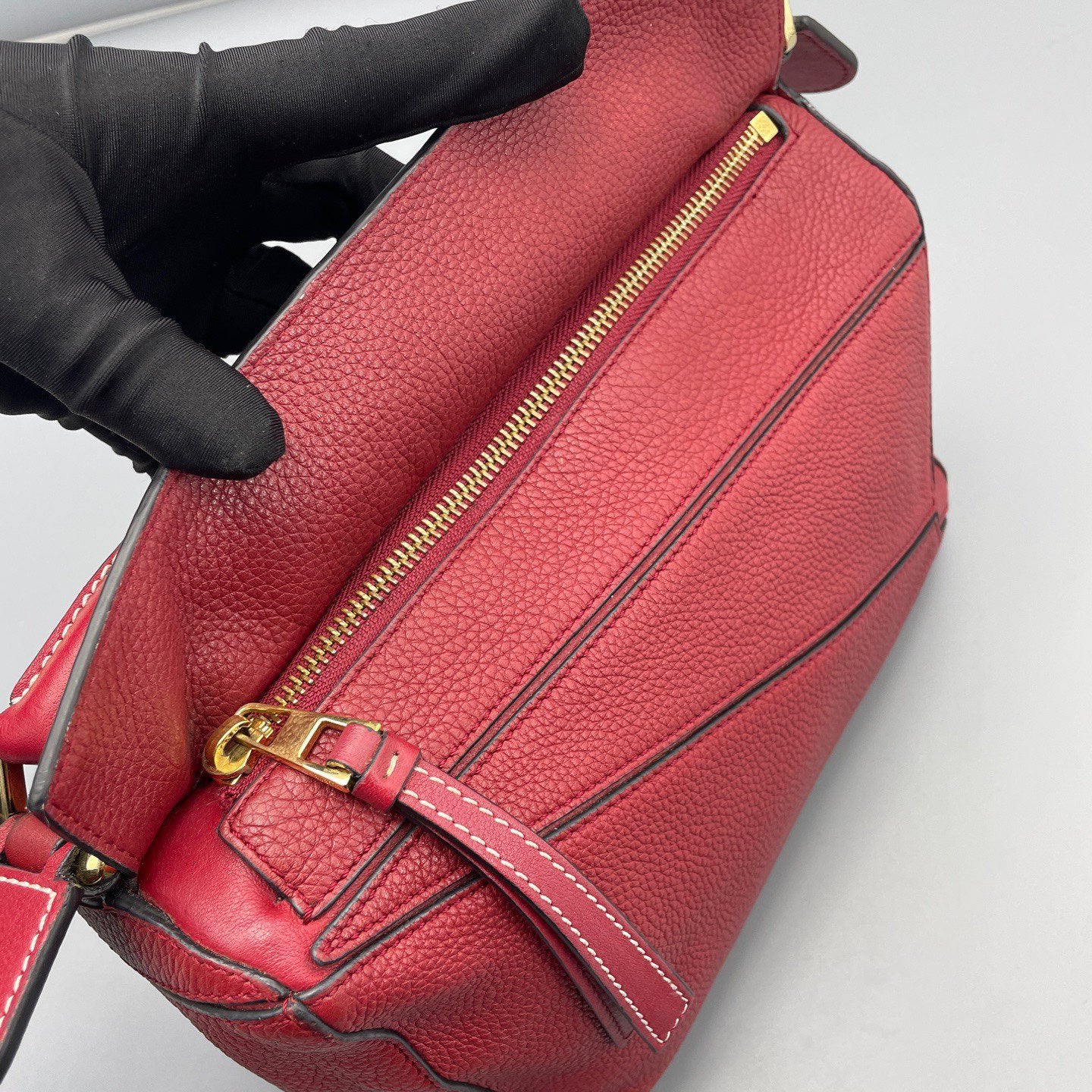 Loewe - Puzzle Bag - Grained leather - Burgundy - (small)