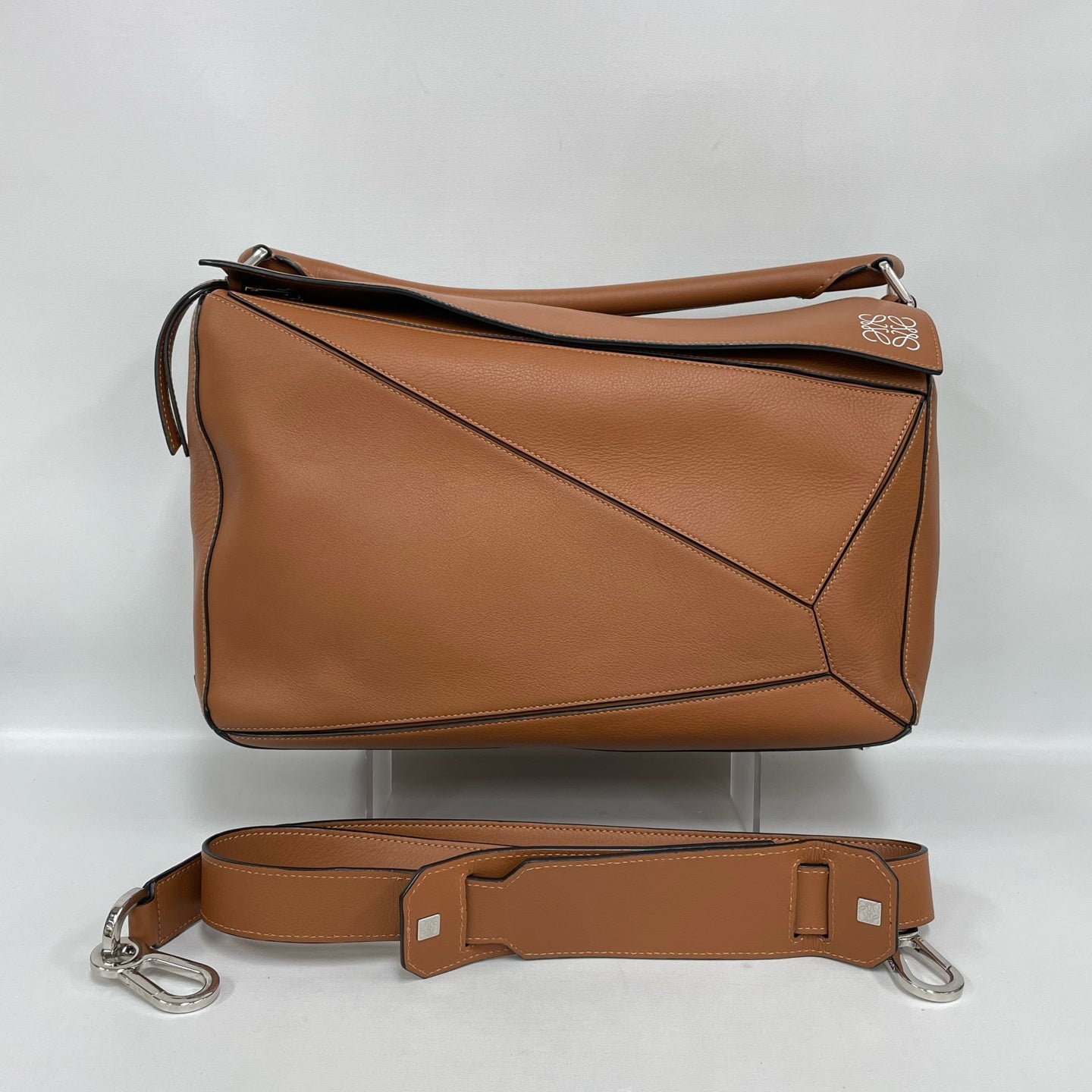 Loewe - Puzzle - Grained calfskin leather - Caramel with Silver-Tone Hardware - (large)