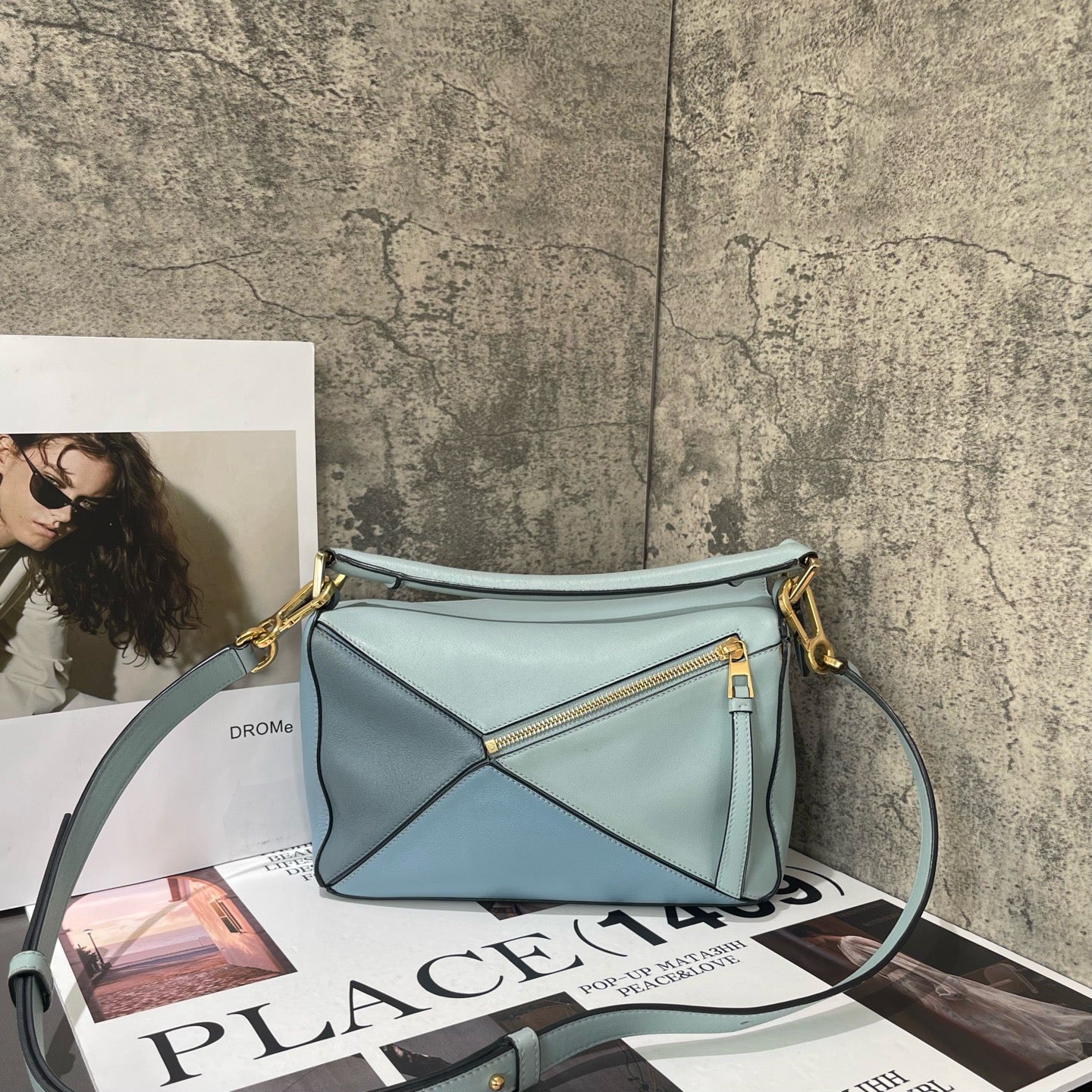 Loewe - Puzzle - Leather - Haze Blue Patchwork - (small)