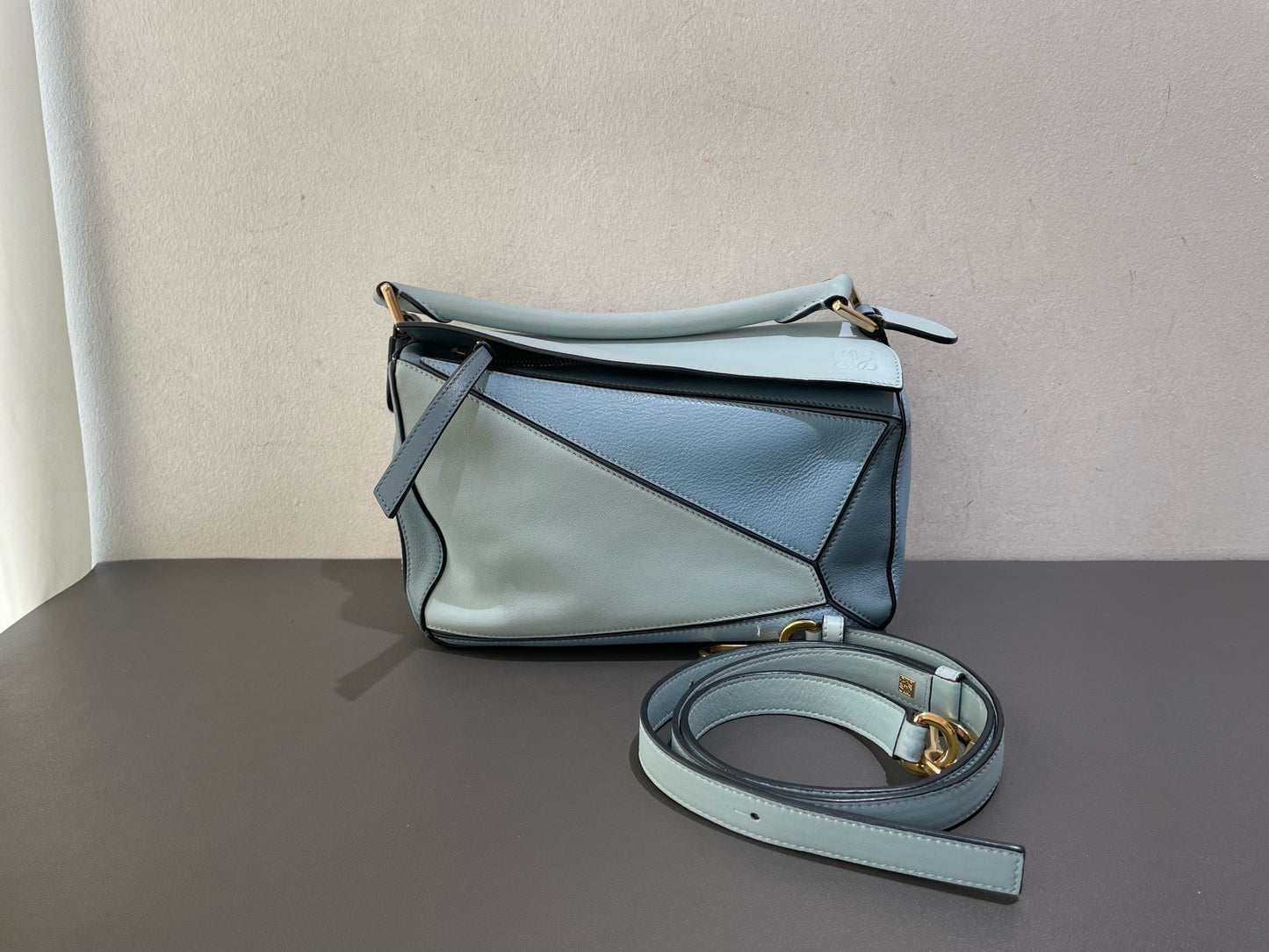 Loewe - Puzzle - Leather - Haze Blue Patchwork - (small)