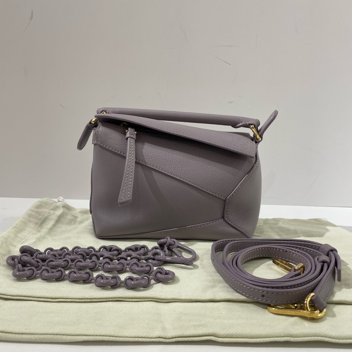 Loewe - Puzzle Mini - Grained calfskin leather - Purple with Gold-Tone Hardware - (mini)
