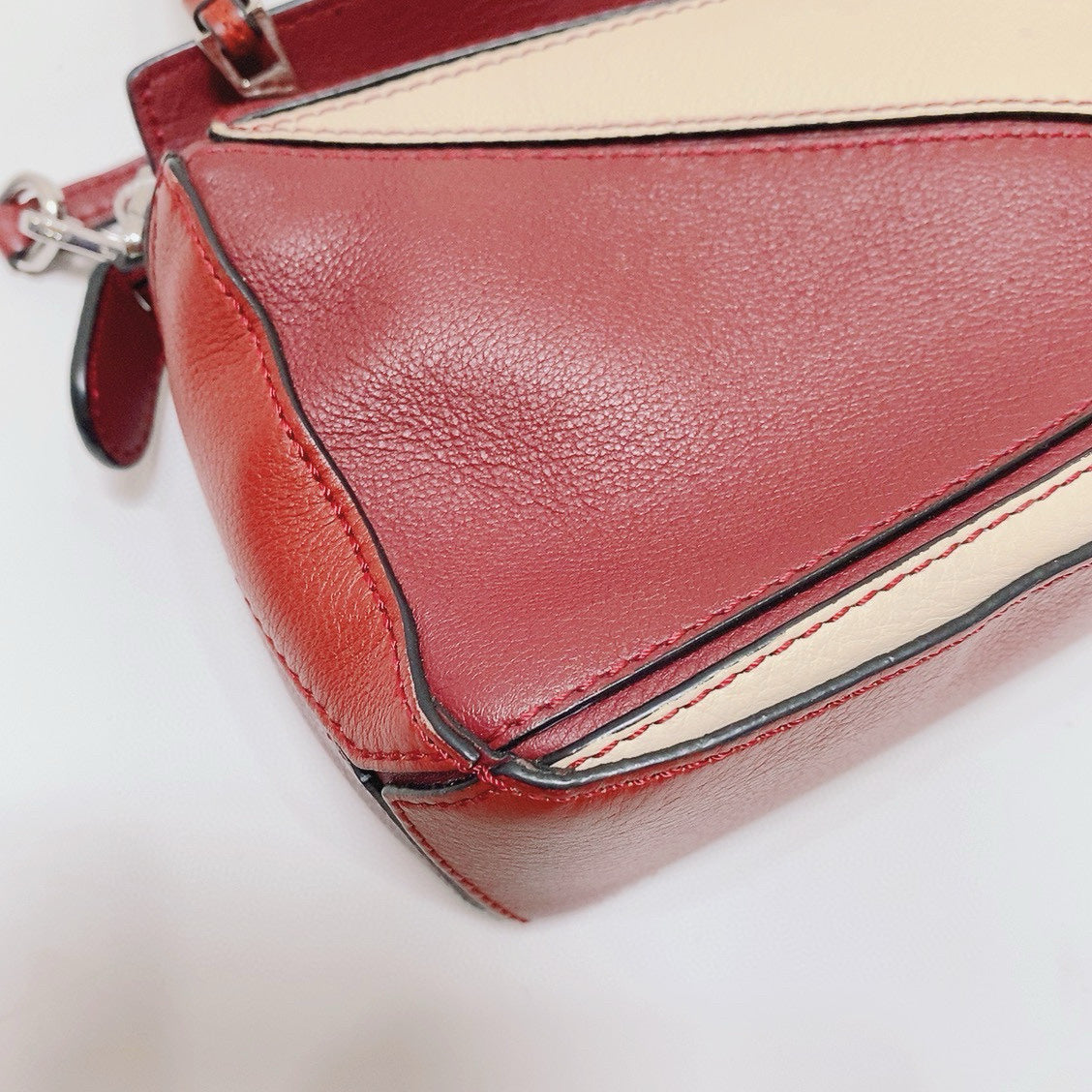 Loewe - Puzzle Mini - Grained calfskin leather - Red and White Multicolour - (mini)