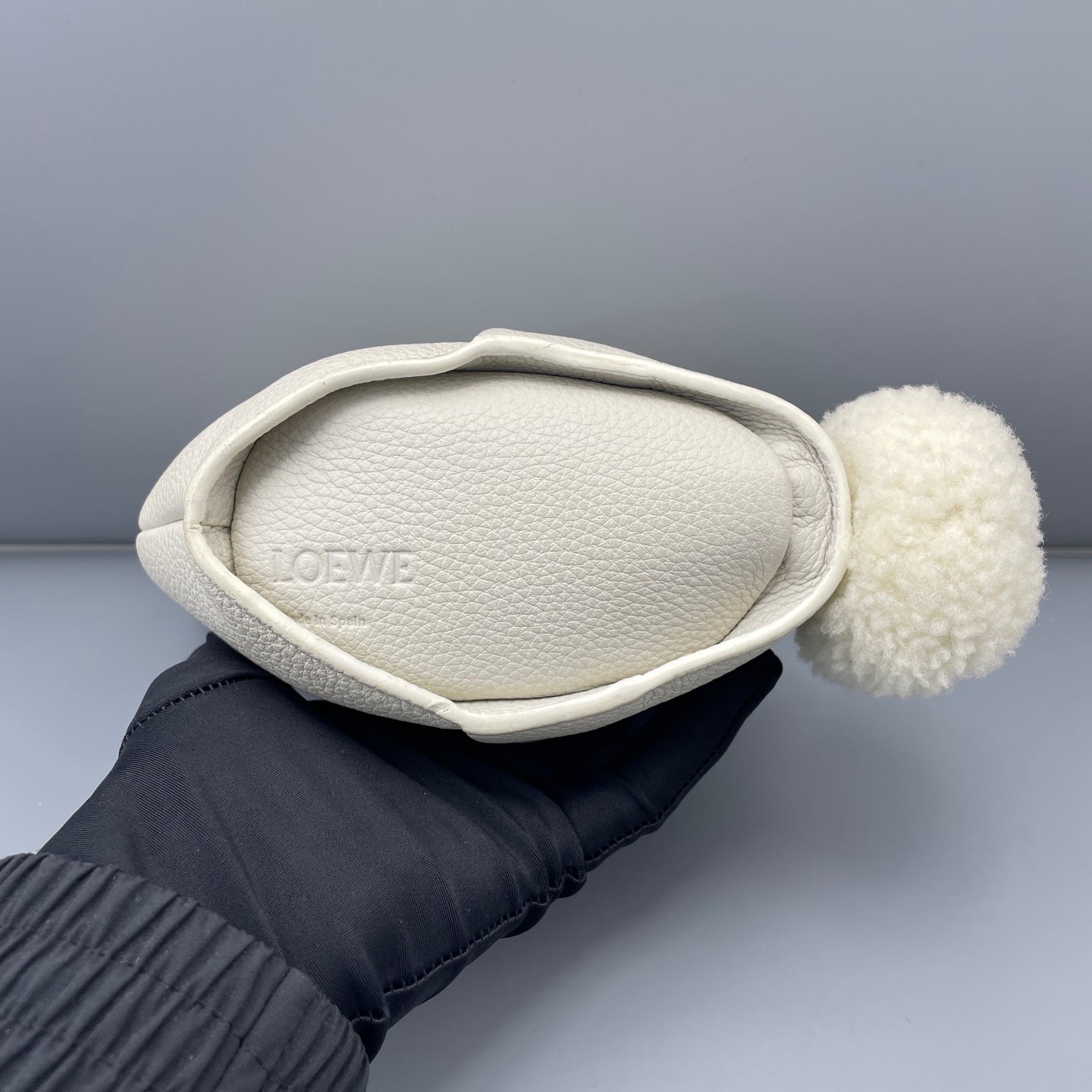 LOEWE - Rabbit Bag - Grained calfskin leather with shearling tail - White - (mini)