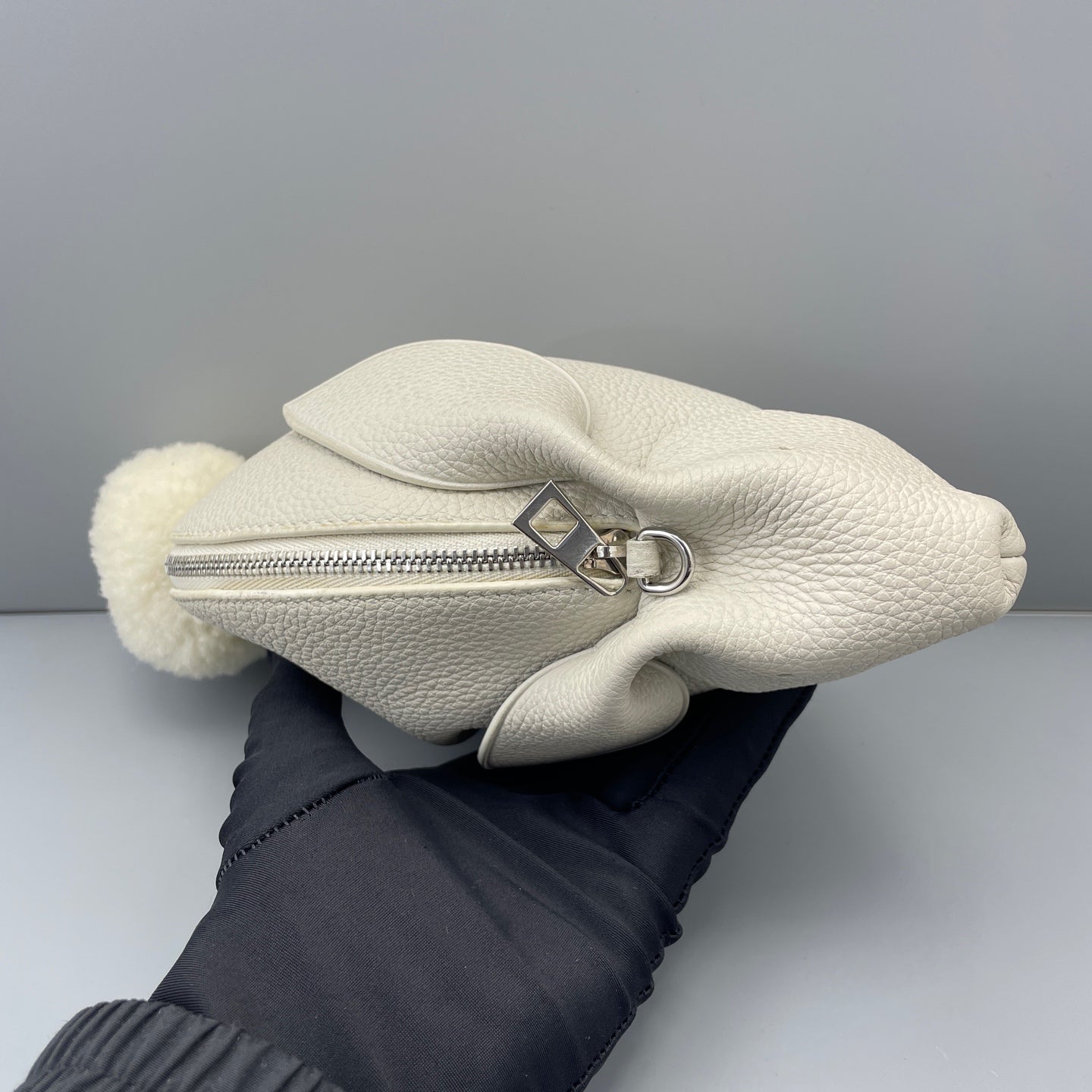 LOEWE - Rabbit Bag - Grained calfskin leather with shearling tail - White - (mini)