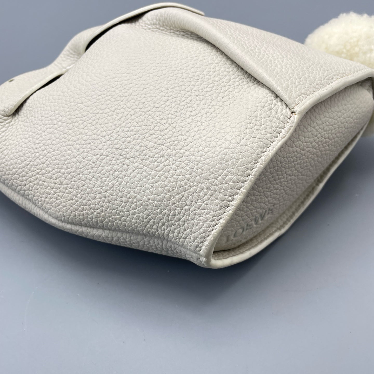 LOEWE - Rabbit Bag - Grained calfskin leather with shearling tail - White - (mini)