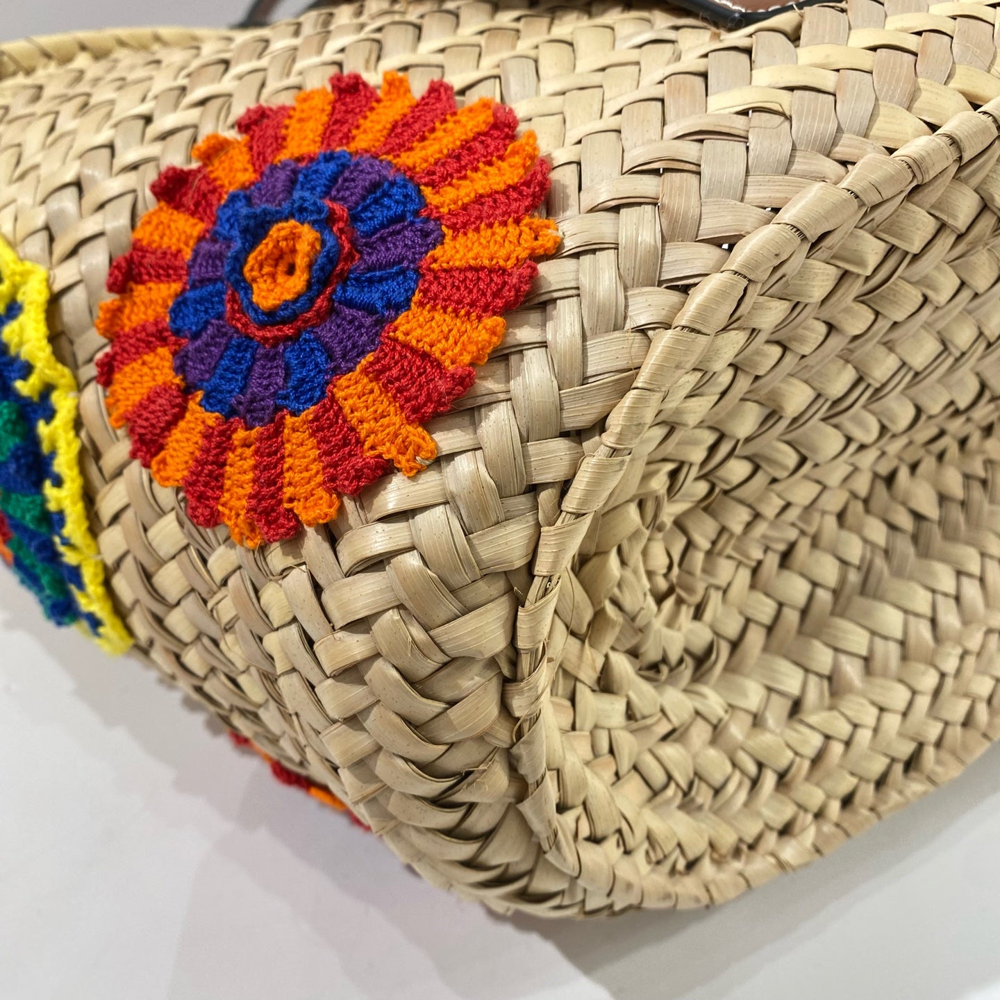 Loewe - Raffia Woven Tote Bag with Floral Embroidery - Raffia with leather trim - Beige with Multicolour embroidery and Brown leather - (medium)