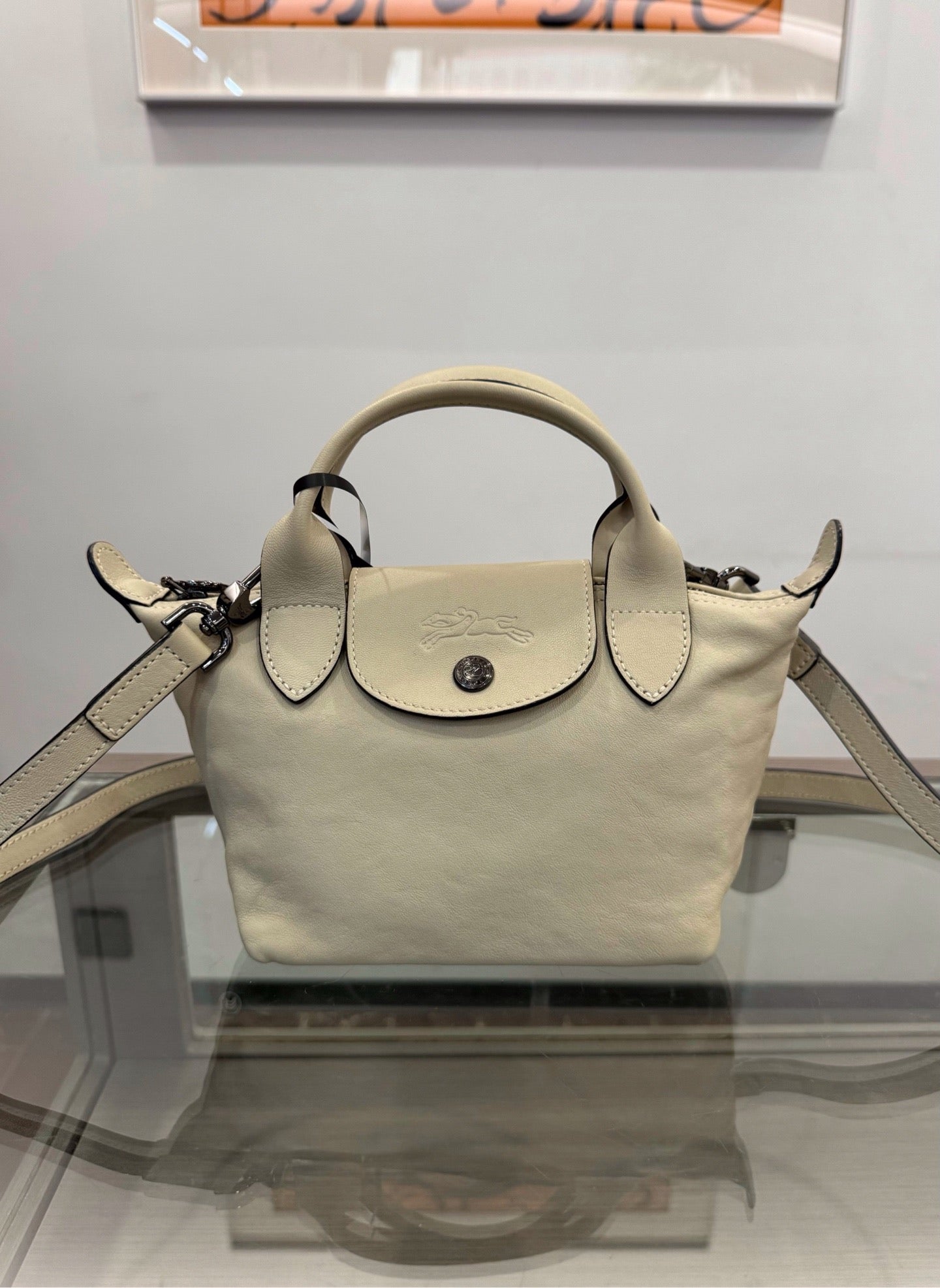 Longchamp - Le Pliage Cuir - Leather - Ivory - (mini)