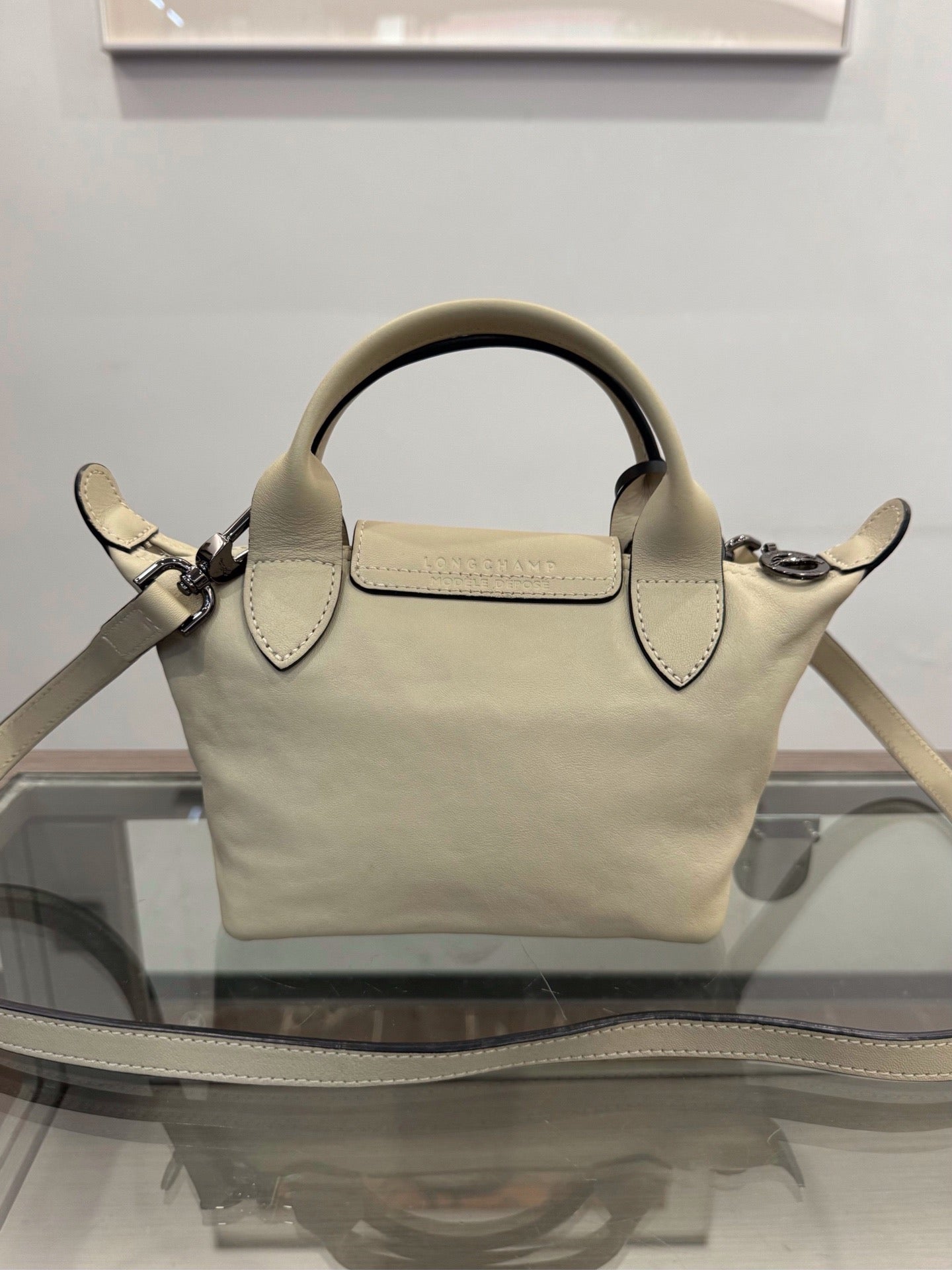 Longchamp - Le Pliage Cuir - Leather - Ivory - (mini)