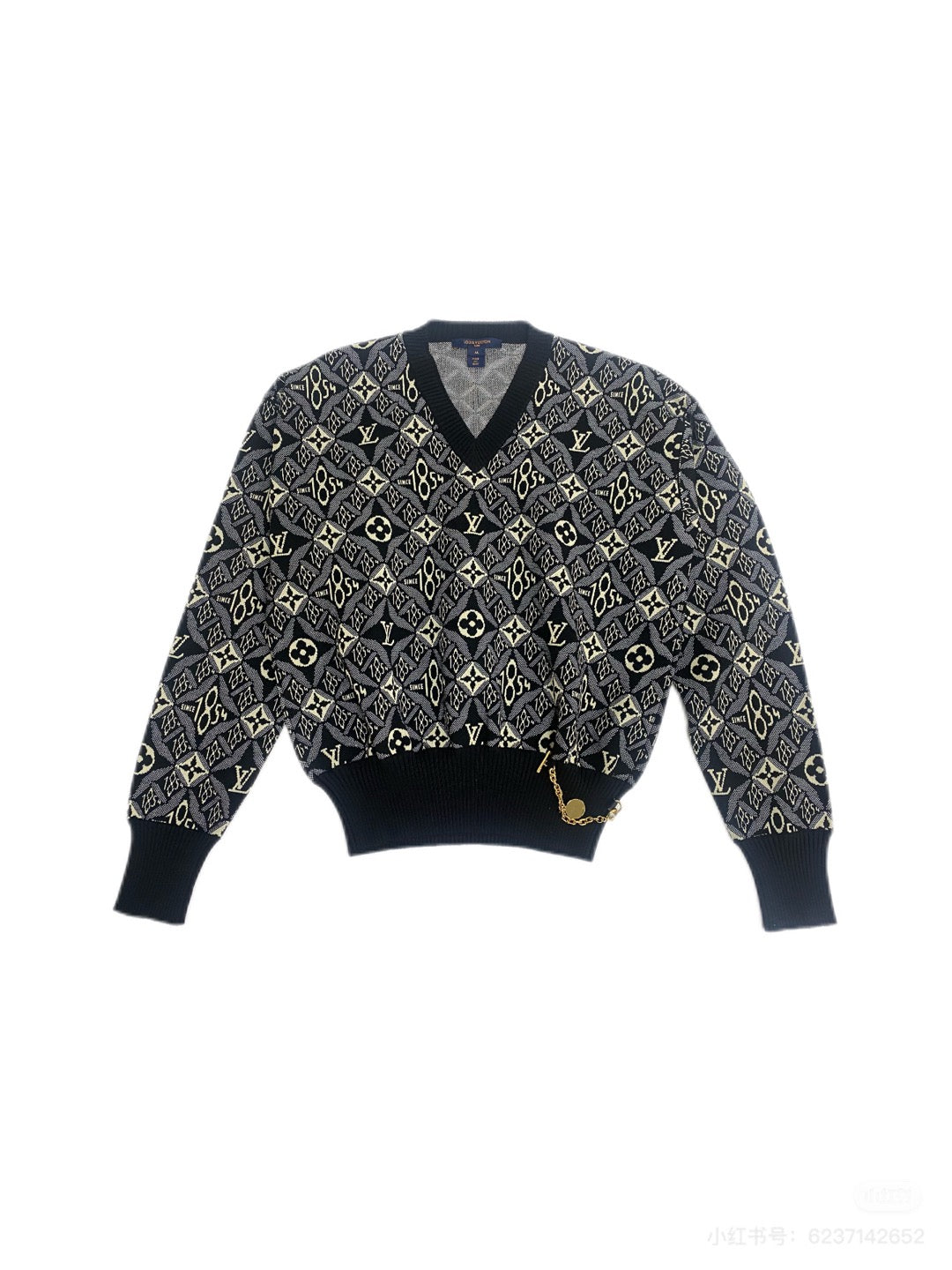 Louis Vuitton - 1854 Jacquard Monogram V-neck - Wool - Multicolour - (M)