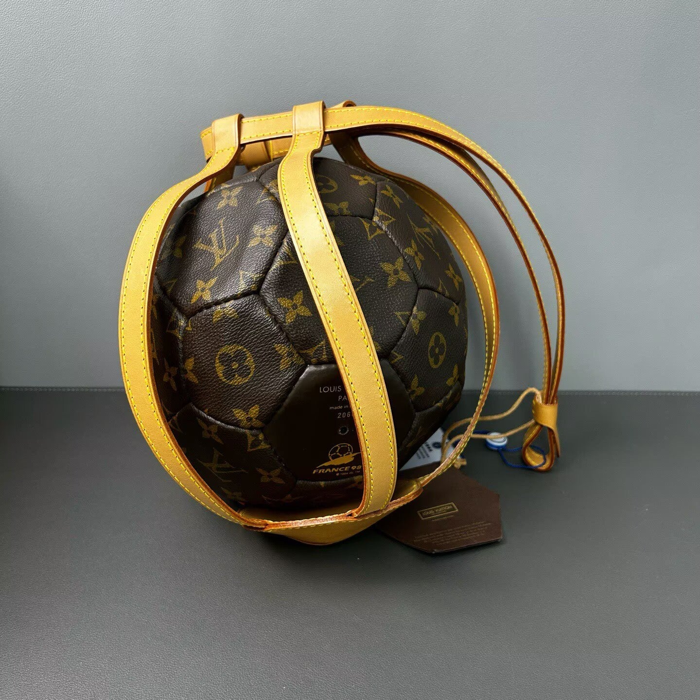 Louis Vuitton - 1998 France World Cup Commemorative Football - Monogram coated canvas and Vachetta leather - Brown - (Standard Football Size 5)