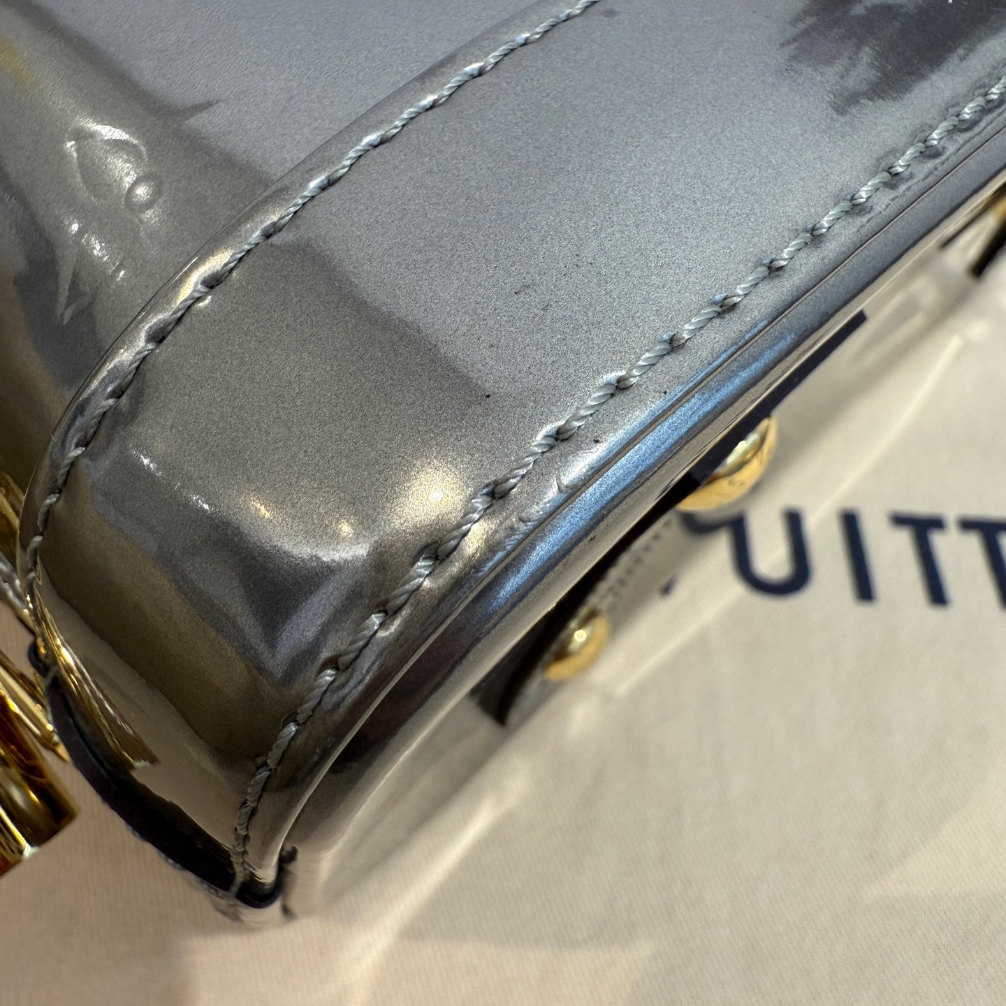 Louis Vuitton - Alma BB - Patent leather and Vachetta leather - Silver - (Mini)