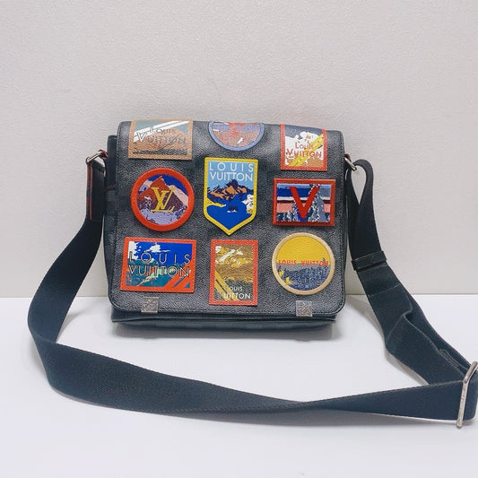 Louis Vuitton - Alps Collection Messenger Bag - Coated canvas with leather trim - Black with multicoloured patches - (small)