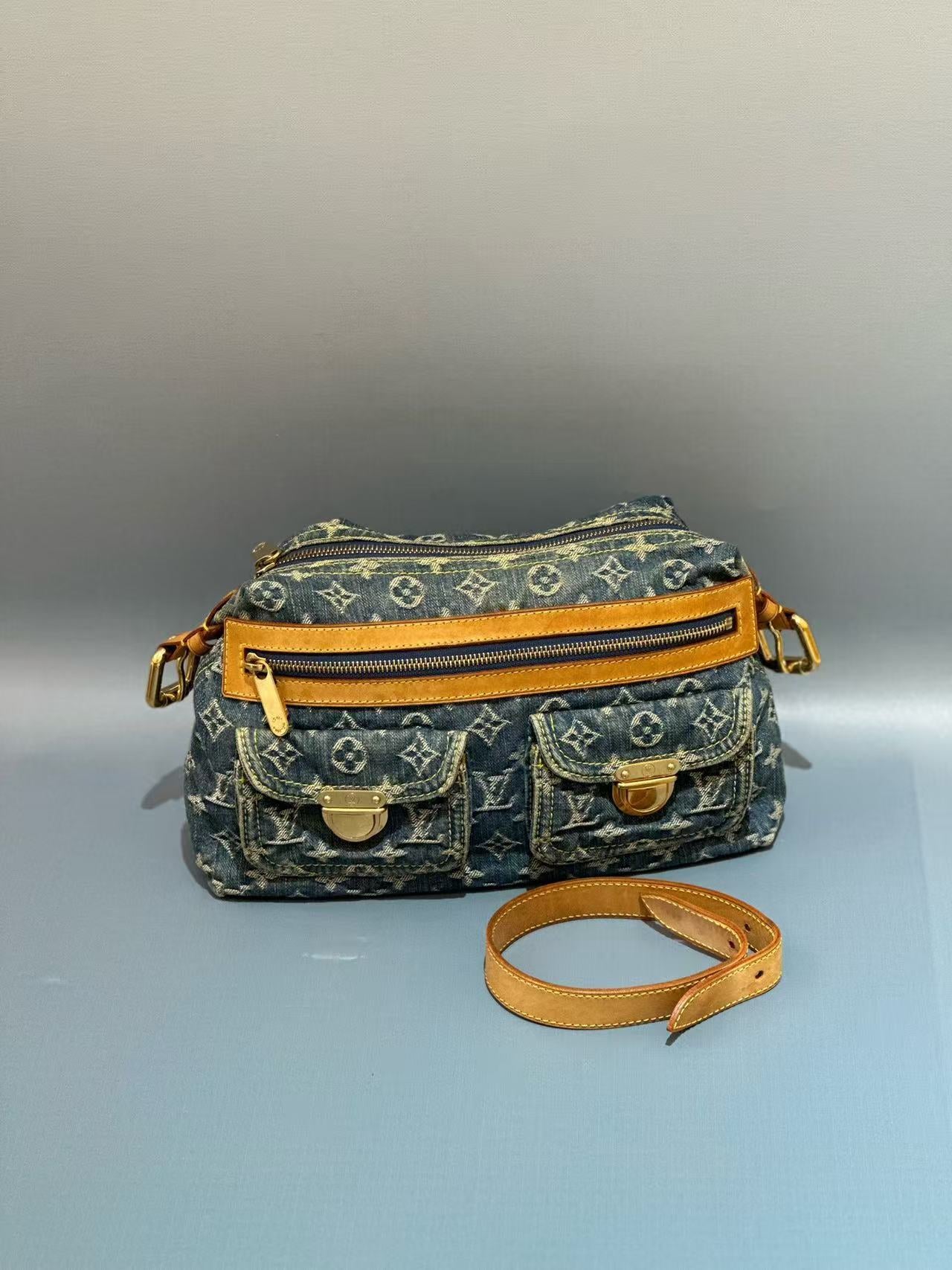 Louis Vuitton - Baggy - Denim canvas with Vachetta leather trim - Blue - (small)