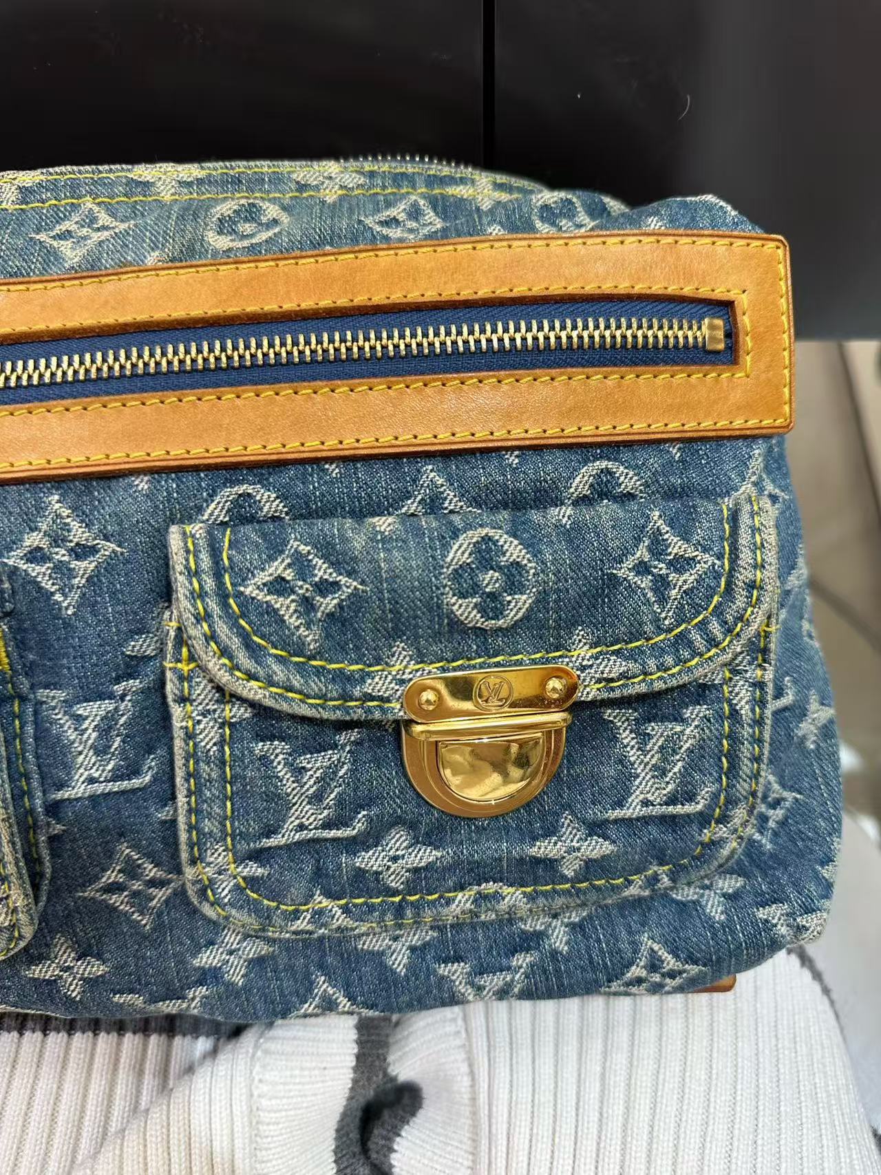 Louis Vuitton - Baggy - Denim canvas with Vachetta leather trim - Blue - (small)
