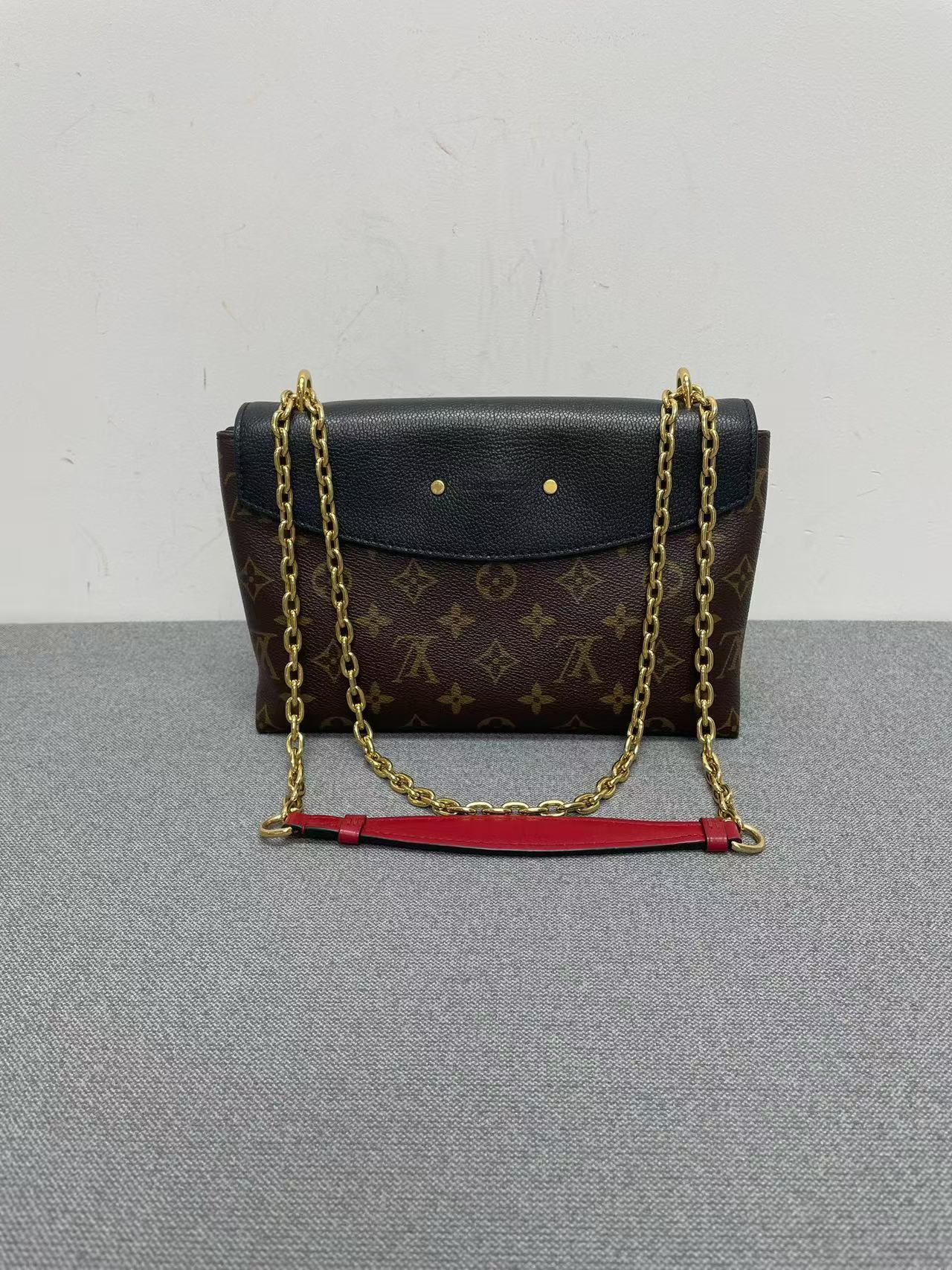 Louis Vuitton - Black Legendary Envelope - Monogram coated canvas and grained leather - Black, Brown, Red - (Small)
