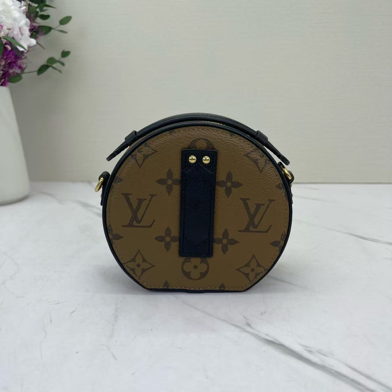 Louis Vuitton - Boite Chapeau Mini - Coated canvas with leather trim - Brown with Black trim and Gold-Tone Hardware - (mini)