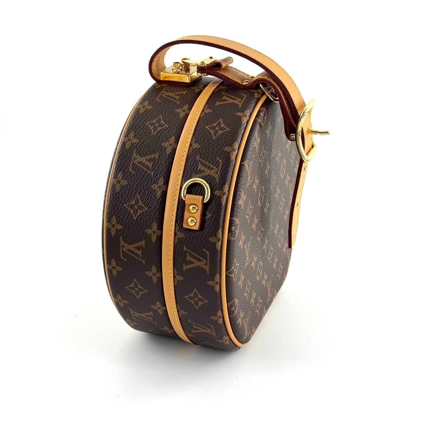 Louis Vuitton - Boite Chapeau - Monogram coated canvas with Vachetta leather trim - Brown with Natural leather and Gold-tone hardware - (Mini)