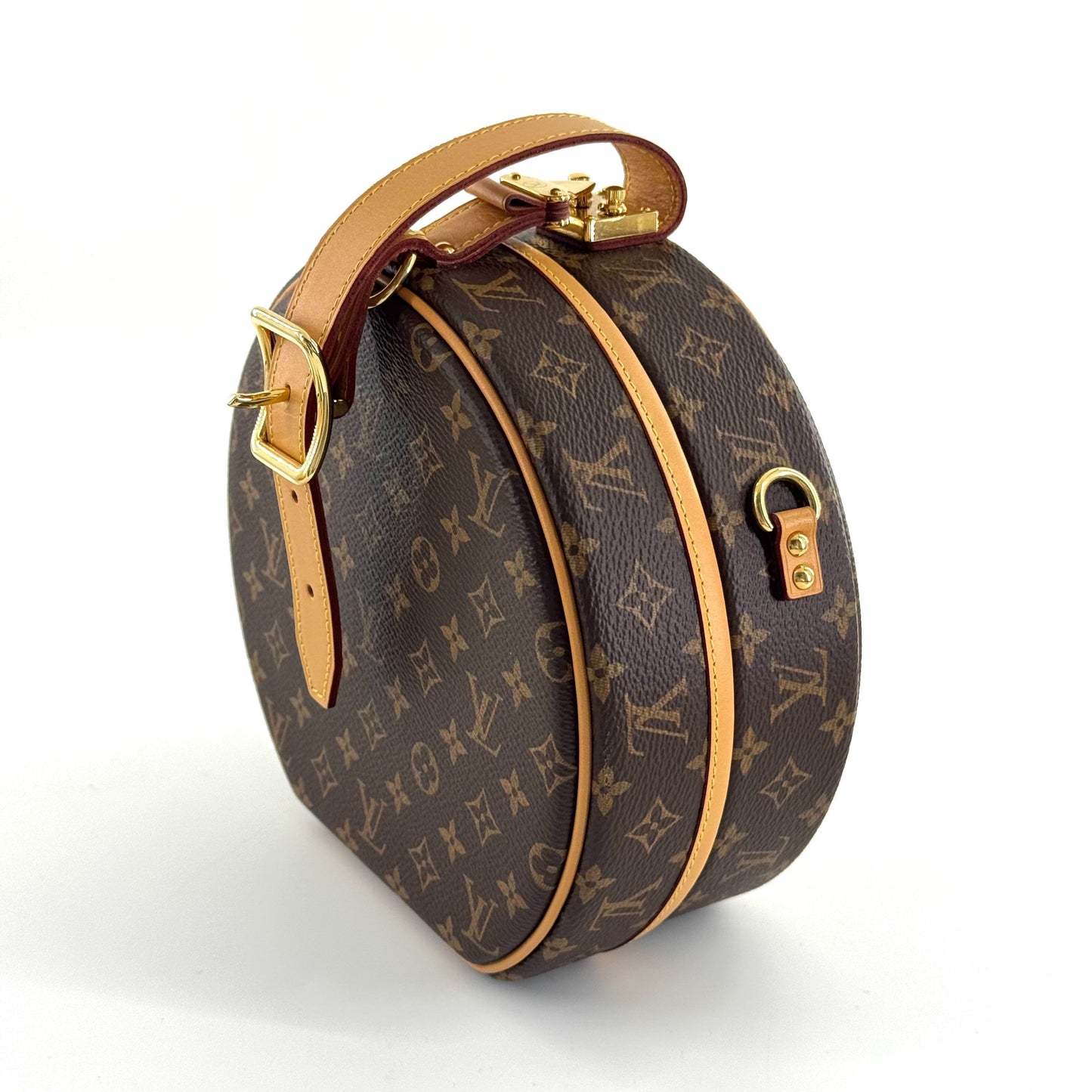 Louis Vuitton - Boite Chapeau - Monogram coated canvas with Vachetta leather trim - Brown with Natural leather and Gold-tone hardware - (Mini)