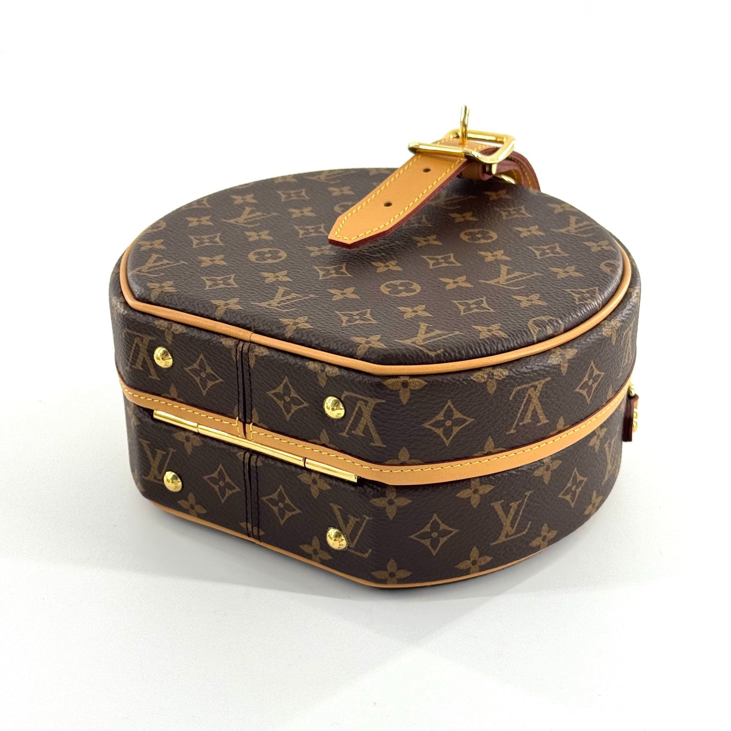 Louis Vuitton - Boite Chapeau - Monogram coated canvas with Vachetta leather trim - Brown with Natural leather and Gold-tone hardware - (Mini)