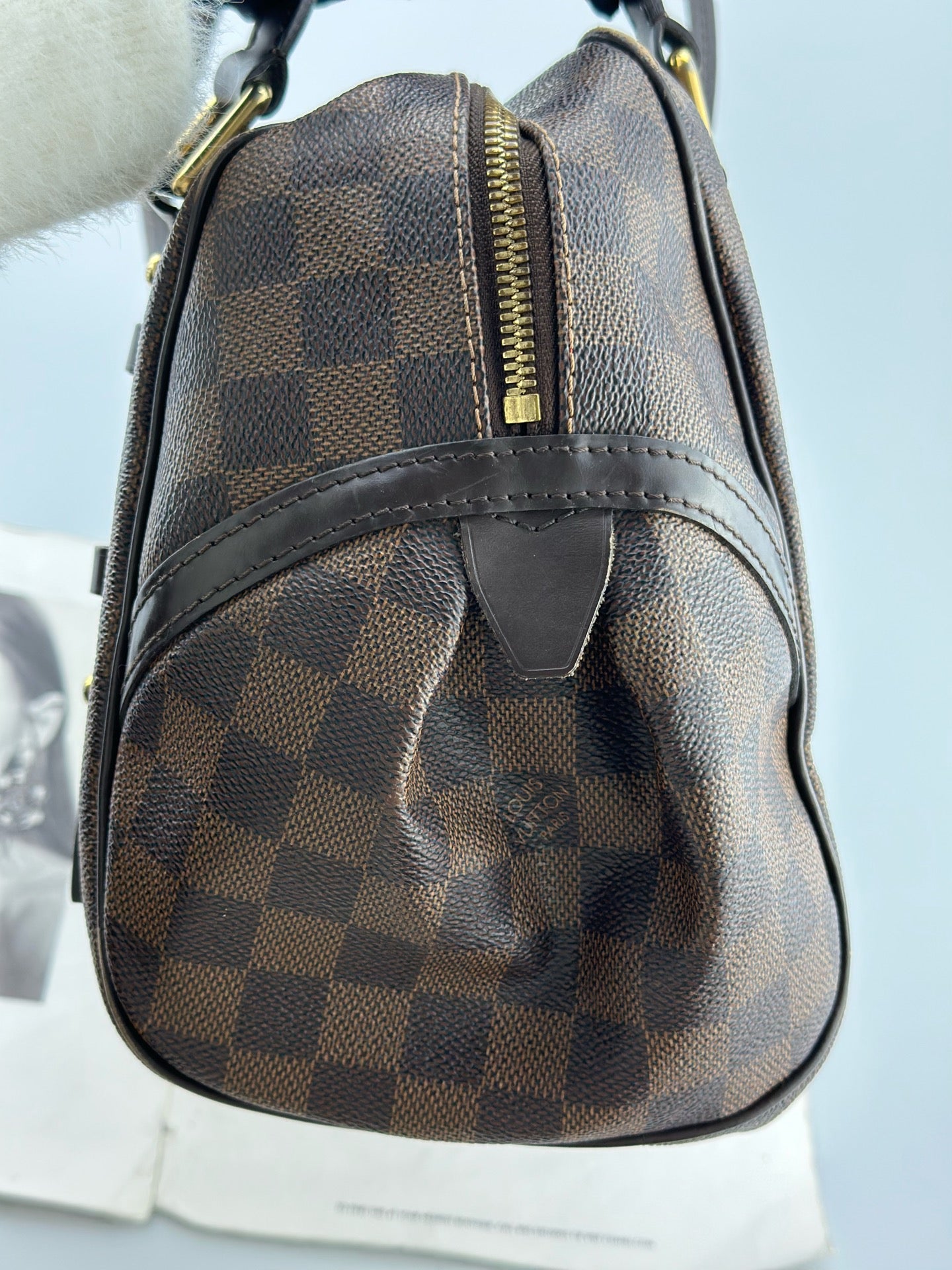 Louis Vuitton - Bowling Bag - Damier Ebene coated canvas with dark brown leather trim - Brown - (medium)