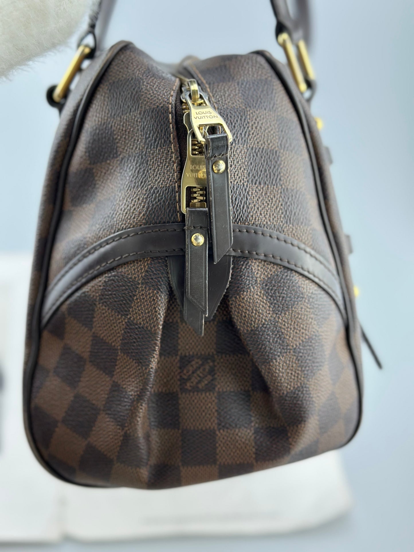 Louis Vuitton - Bowling Bag - Damier Ebene coated canvas with dark brown leather trim - Brown - (medium)