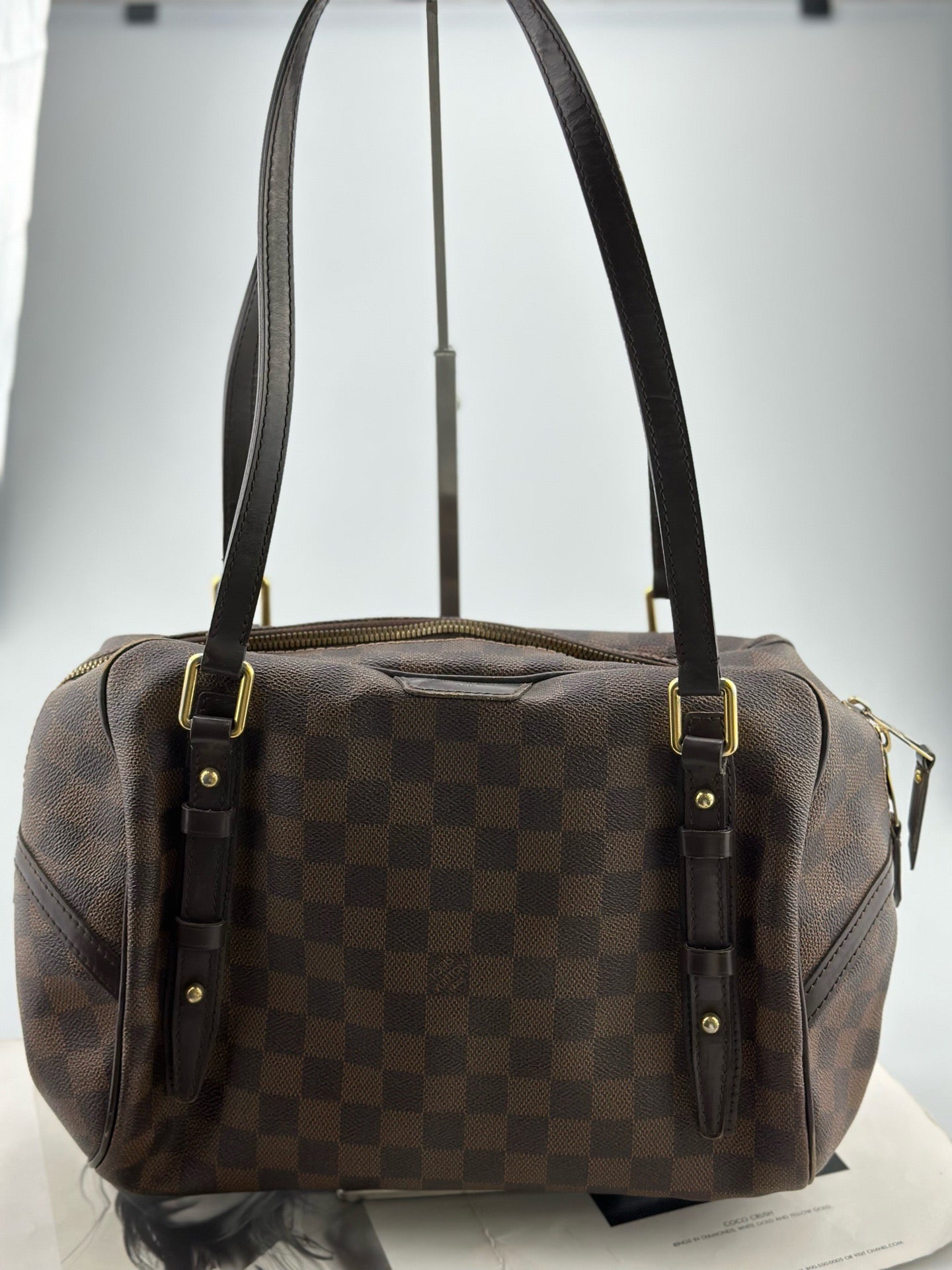 Louis Vuitton - Bowling Bag - Damier Ebene coated canvas with dark brown leather trim - Brown - (medium)