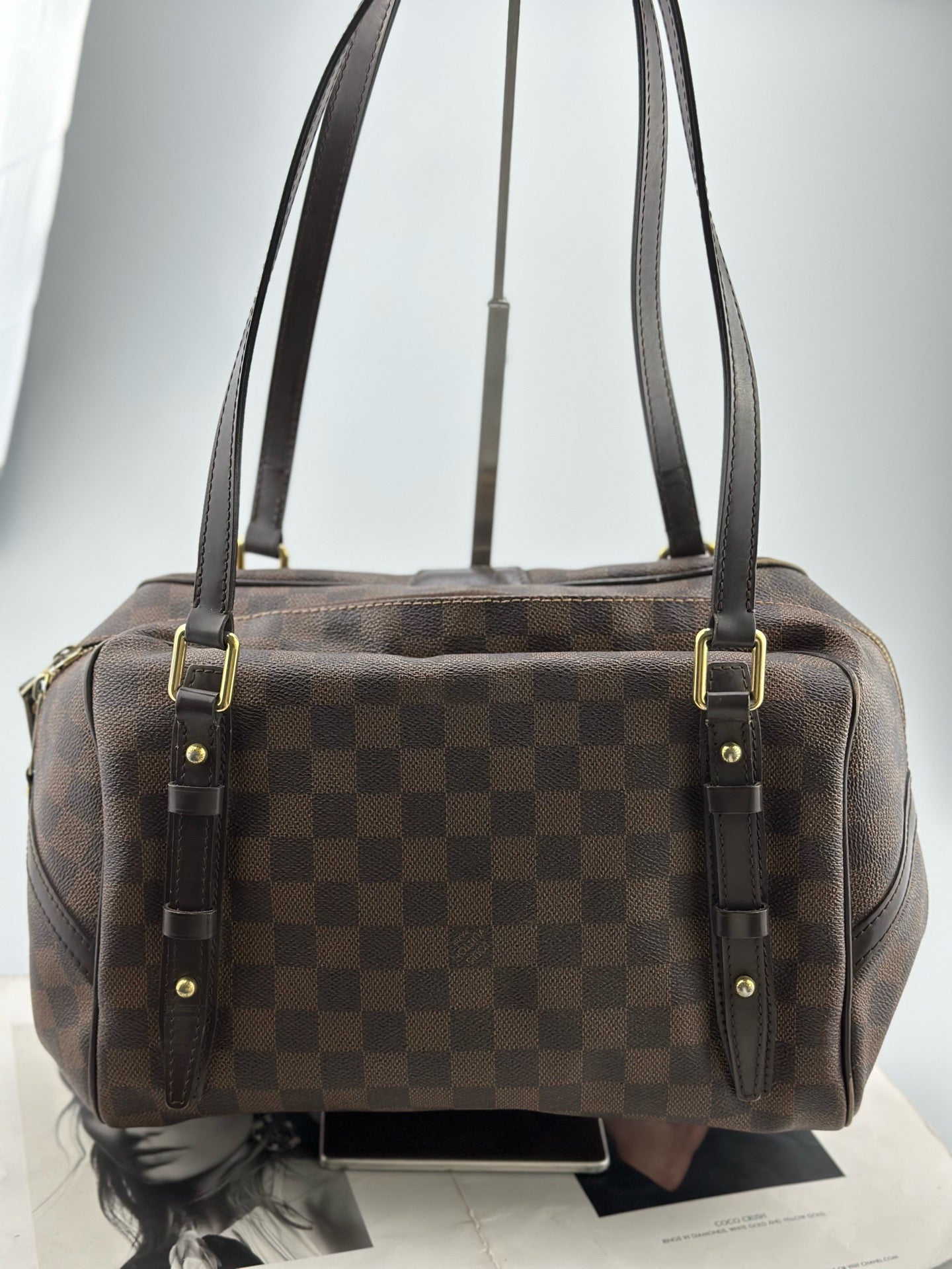Louis Vuitton - Bowling Bag - Damier Ebene coated canvas with dark brown leather trim - Brown - (medium)