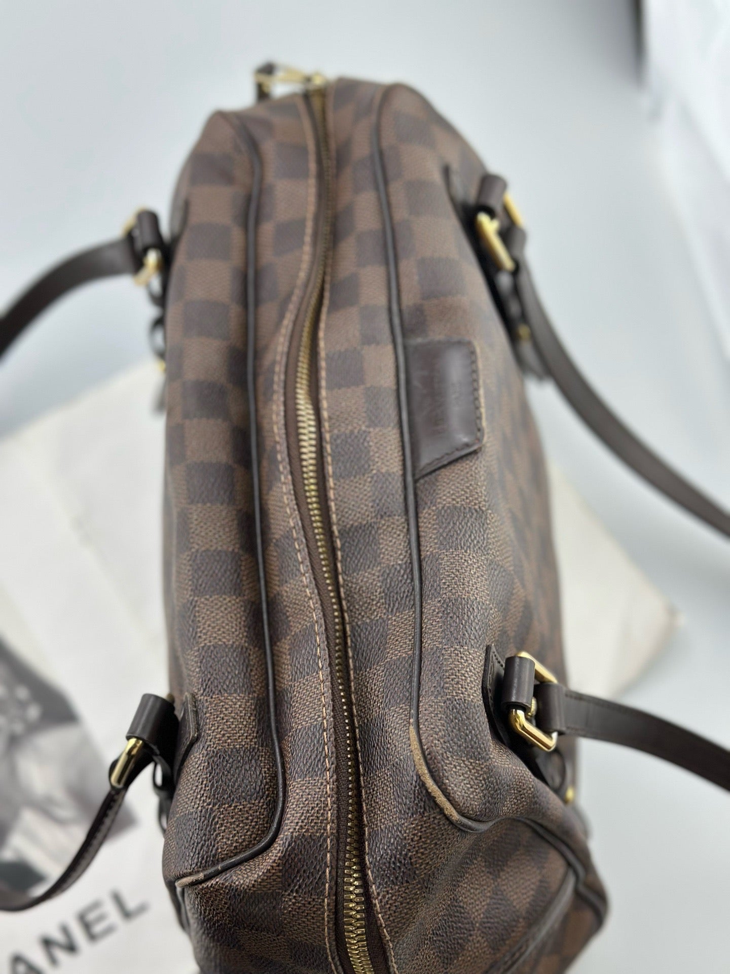 Louis Vuitton - Bowling Bag - Damier Ebene coated canvas with dark brown leather trim - Brown - (medium)