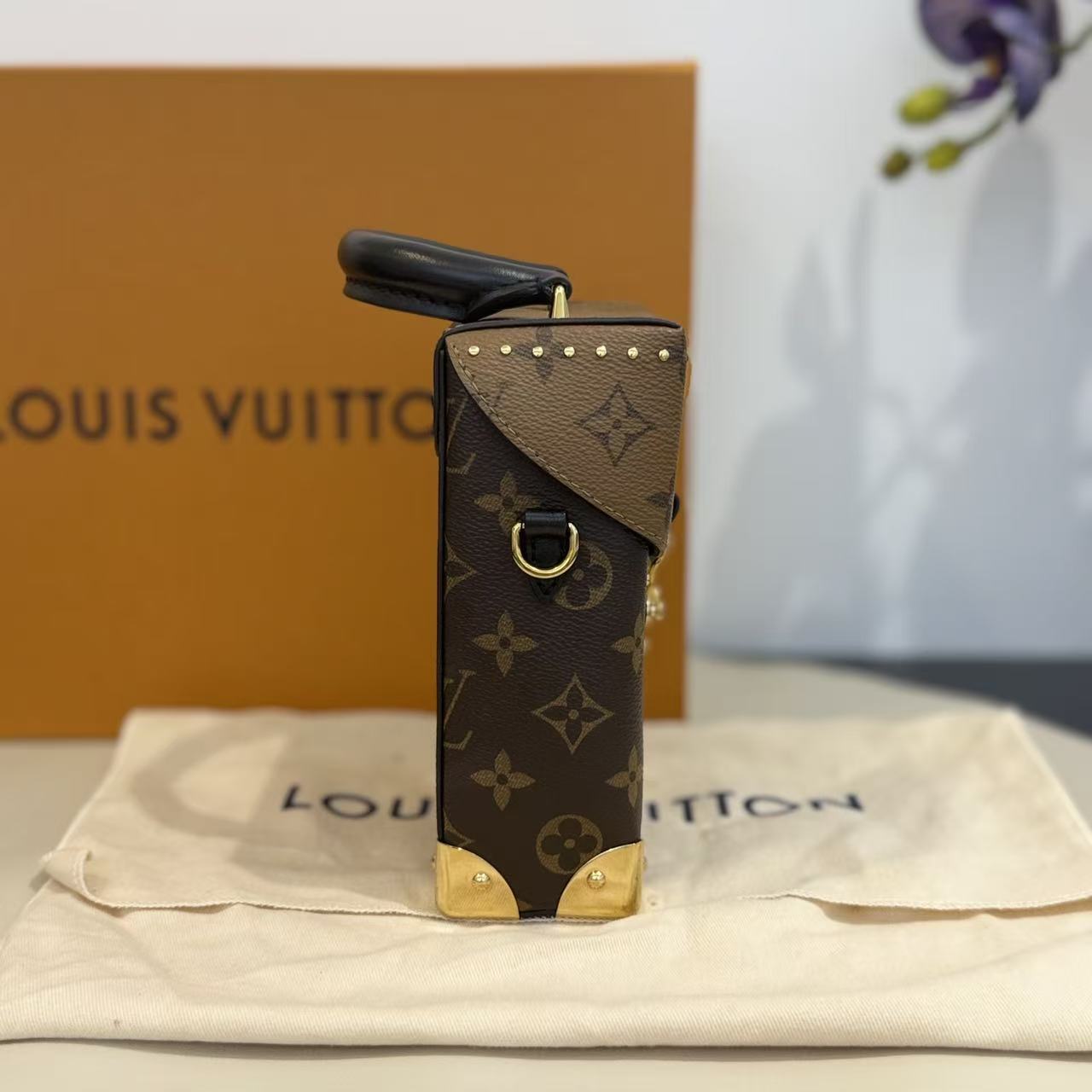 Louis Vuitton - Camera Box Handle Phone Bag Cosmetic Box Bag - Monogram coated canvas and leather - Brown with black accents - (mini)